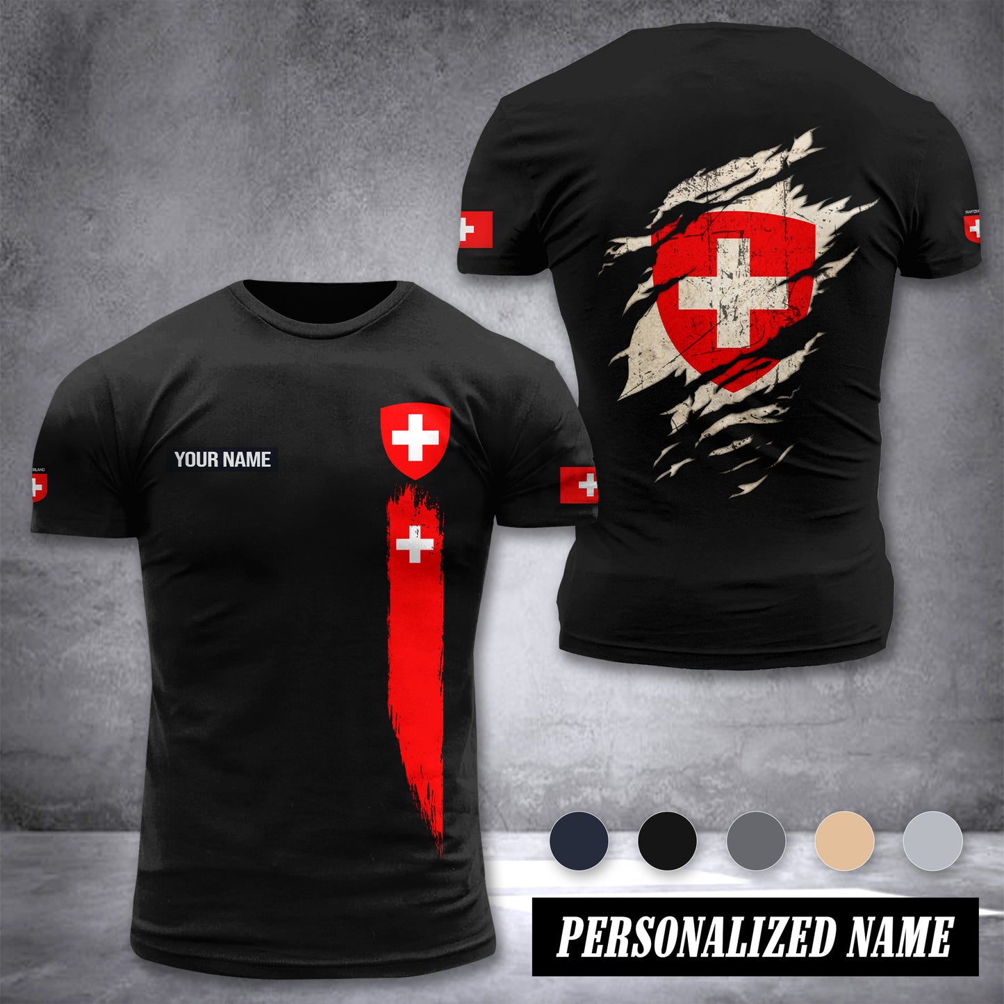 Switzerland customize T-shirt back