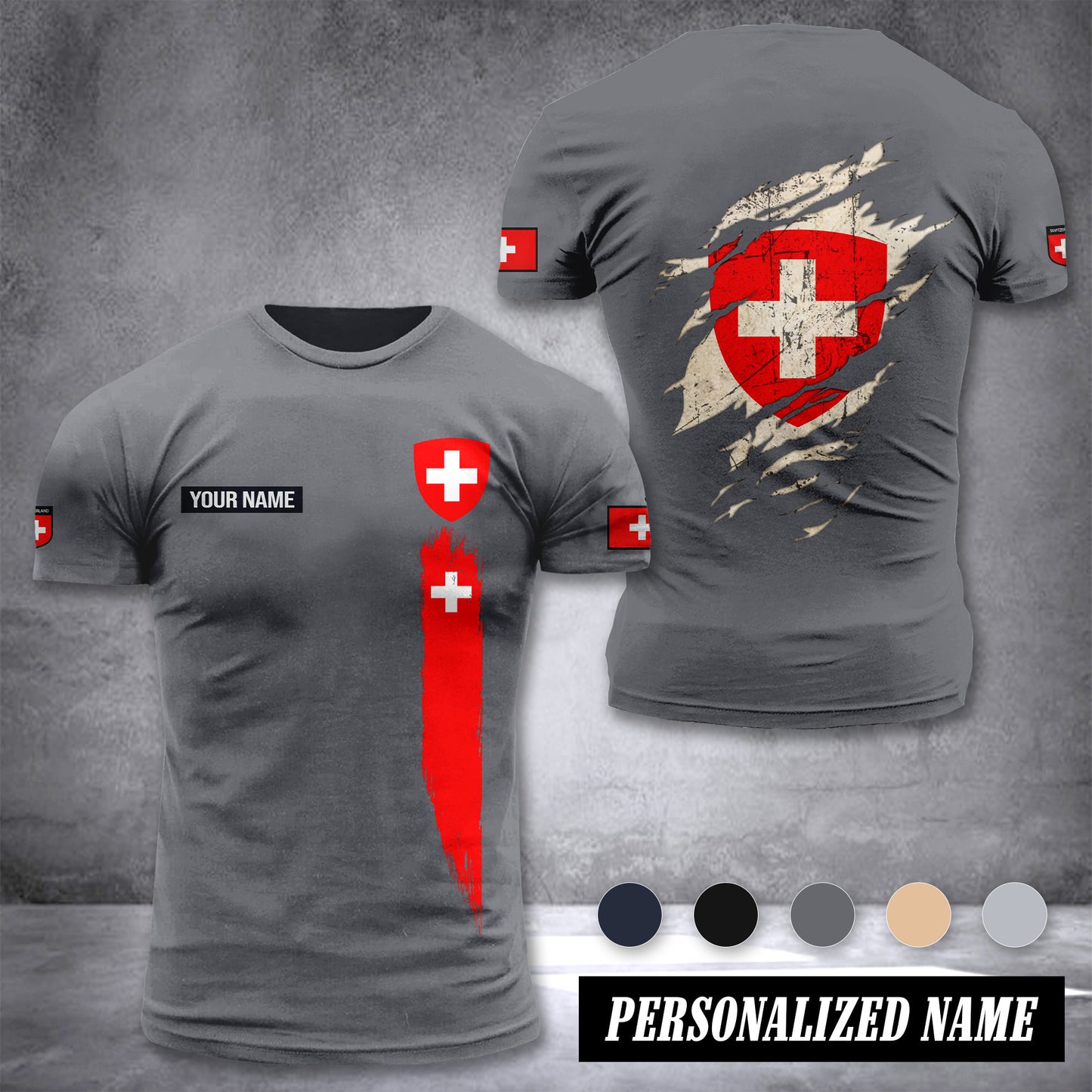 Switzerland customize T-shirt back