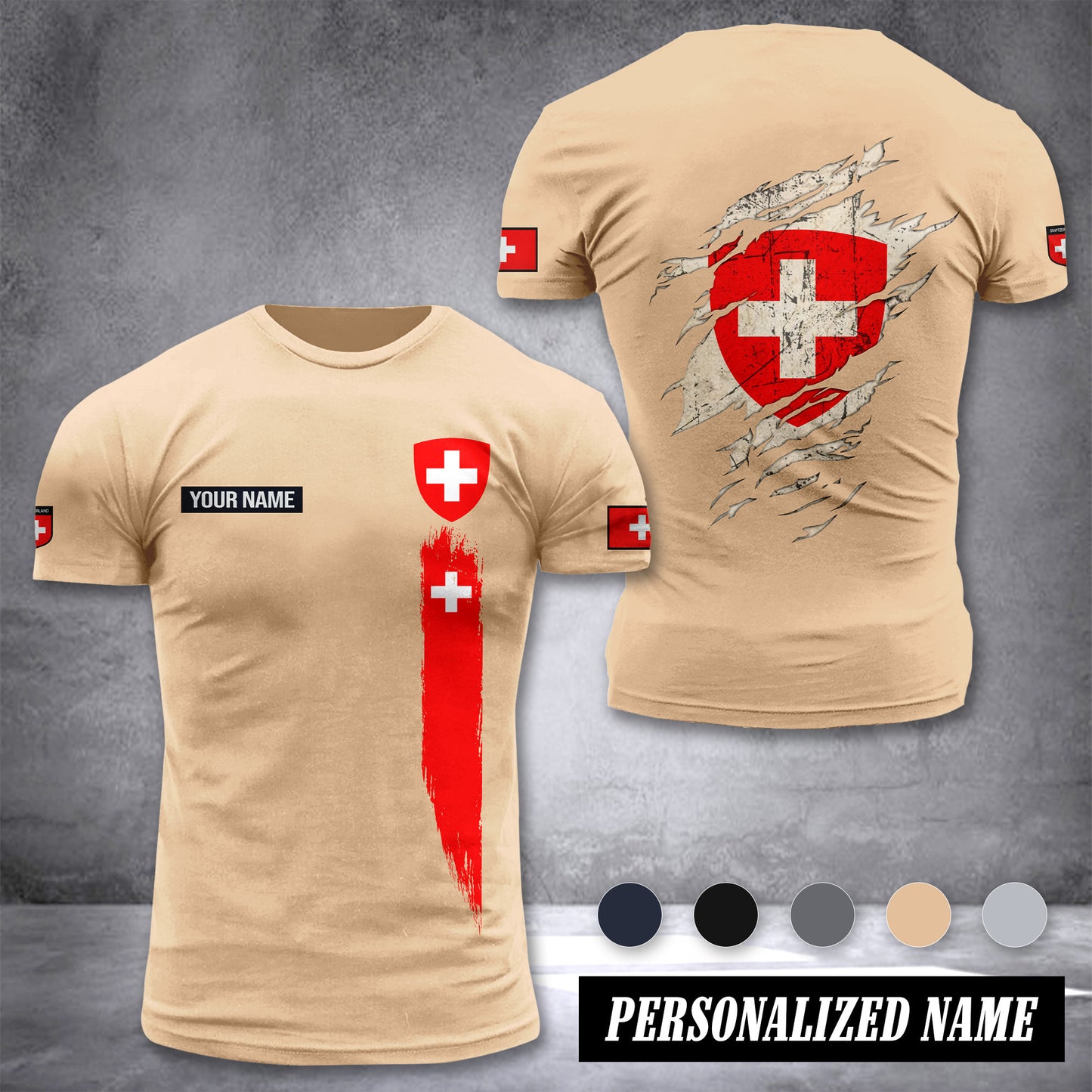 Switzerland customize T-shirt back