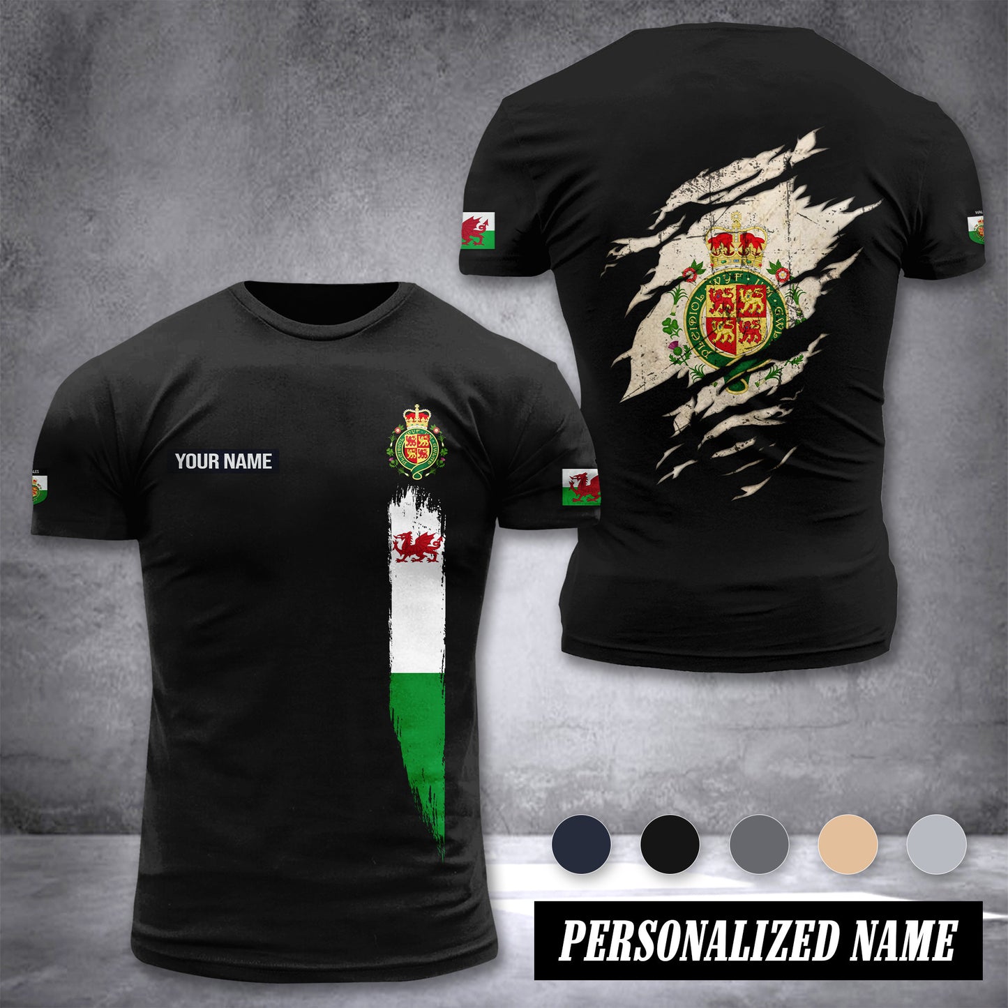 Wales customize T-shirt back