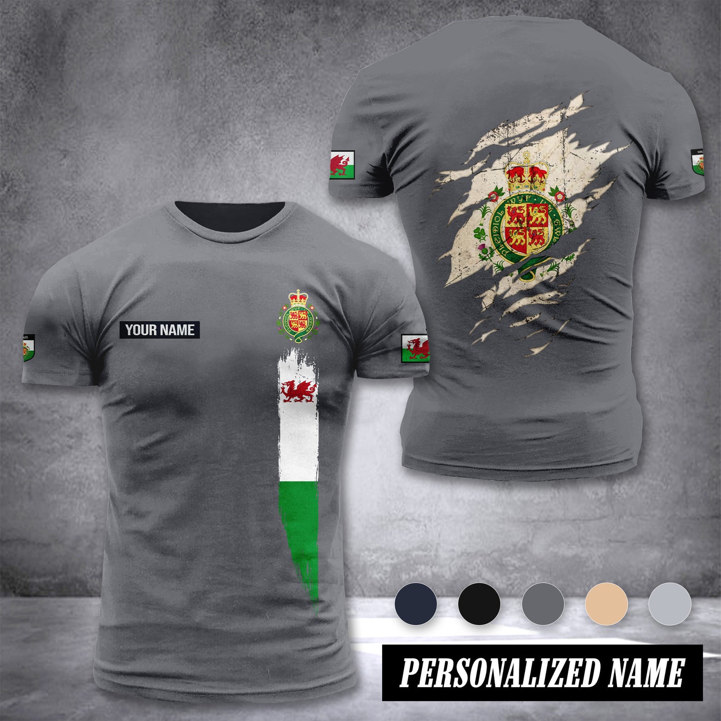 Wales customize T-shirt back