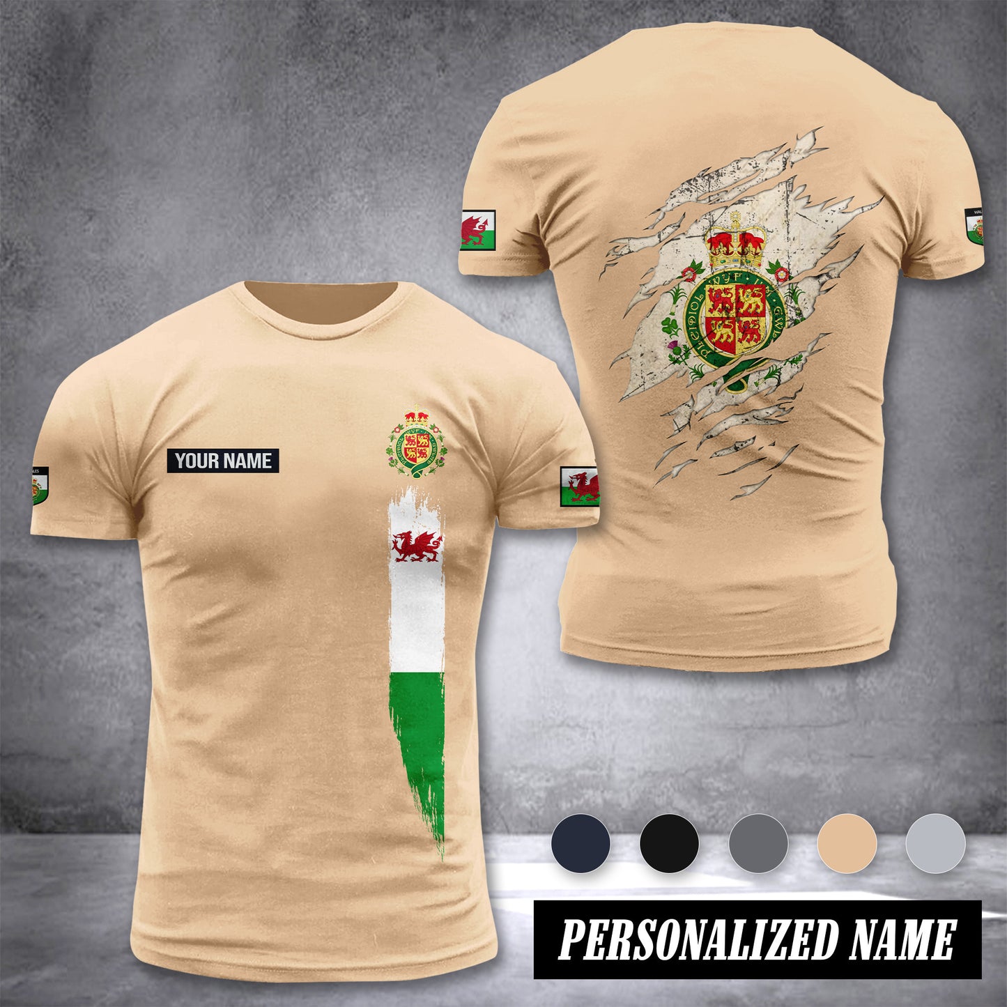 Wales customize T-shirt back