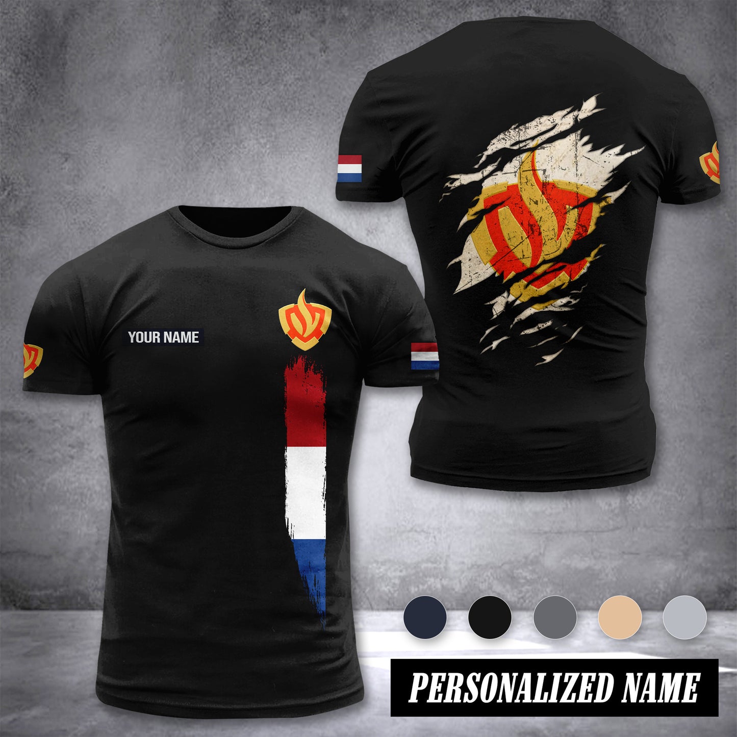 Firefighter Netherland customize T-shirt back