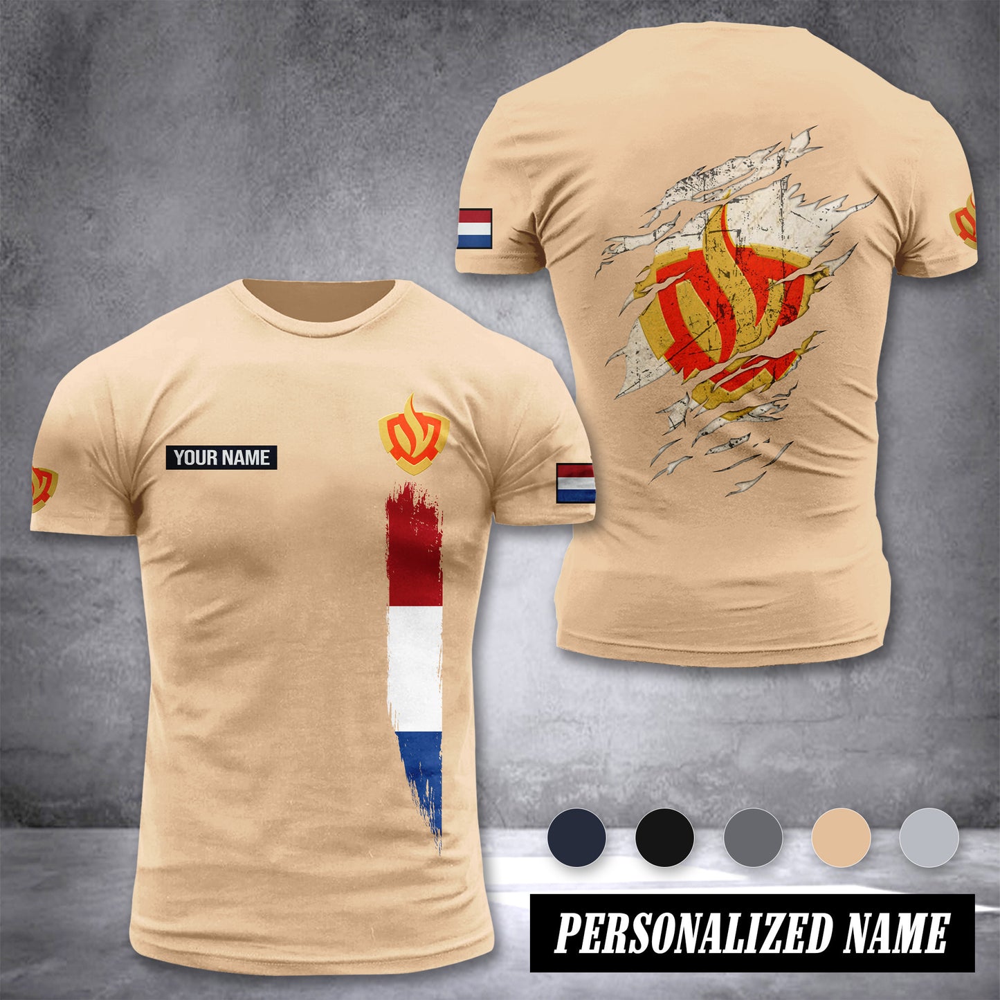 Firefighter Netherland customize T-shirt back