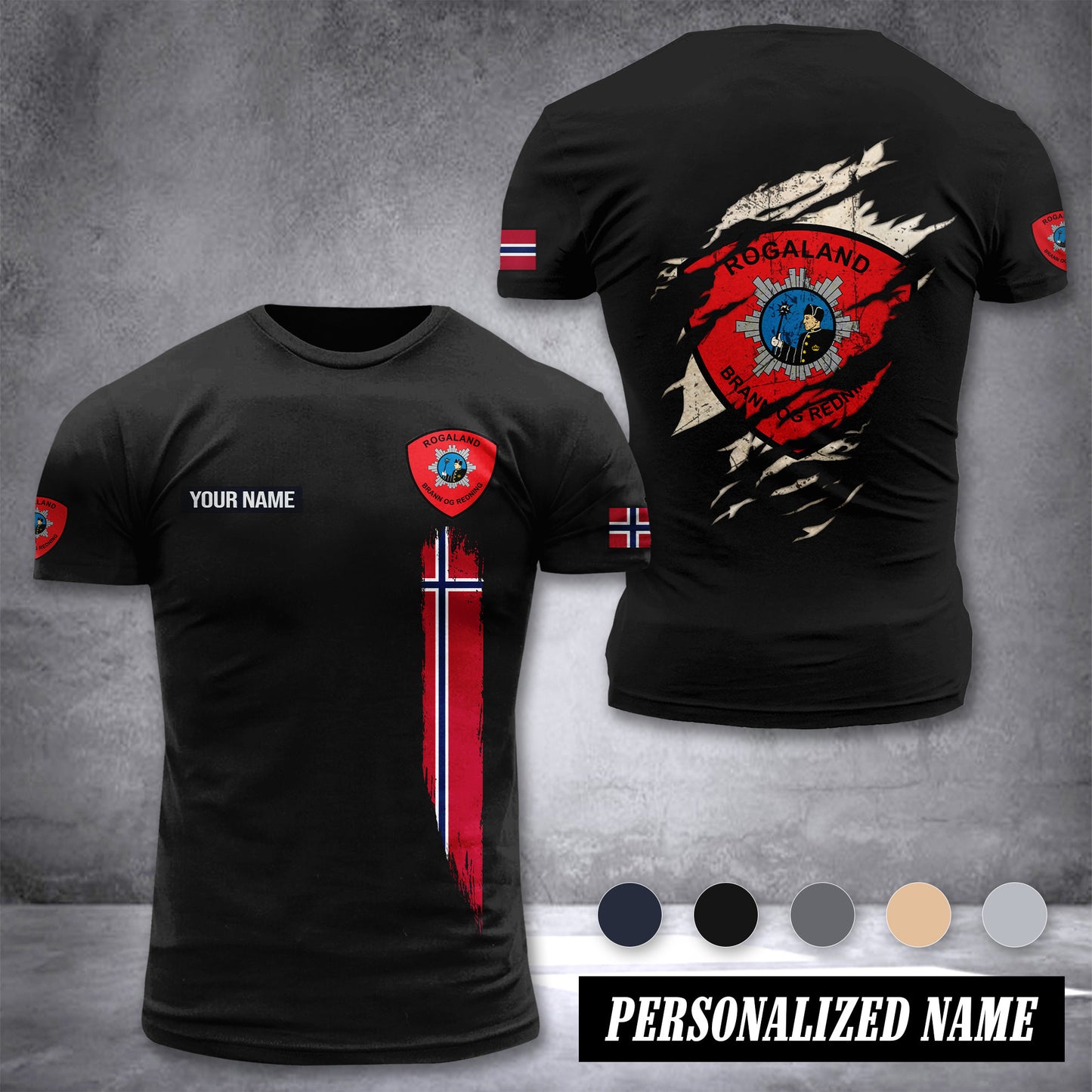 Firefighter Norway customize T-shirt back