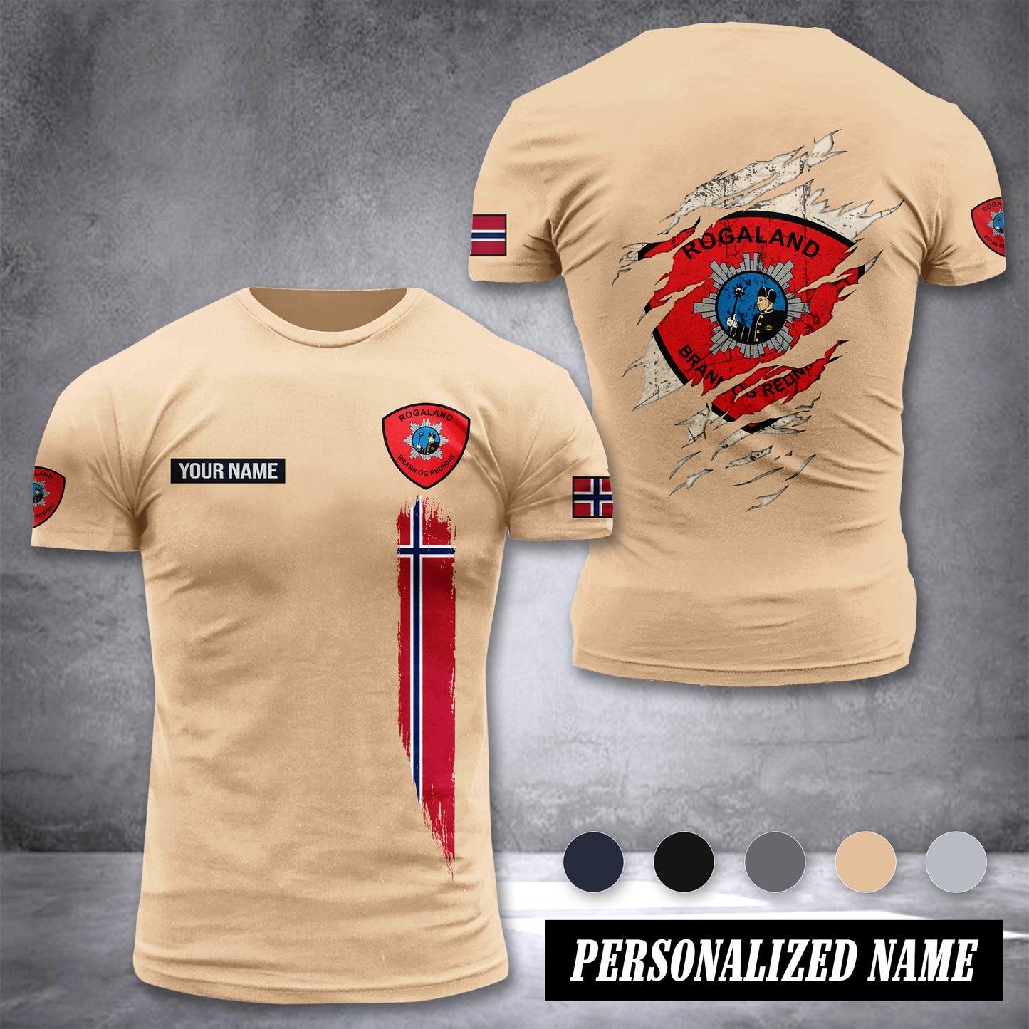 Firefighter Norway customize T-shirt back