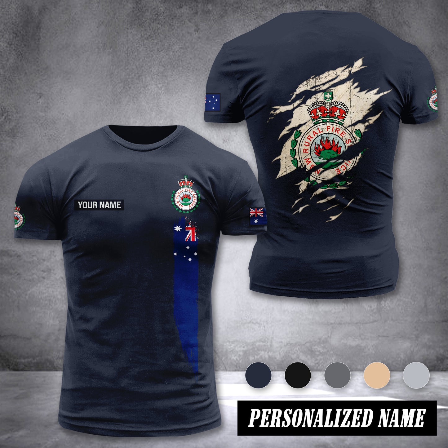 Firefighter Australia customize T-shirt back
