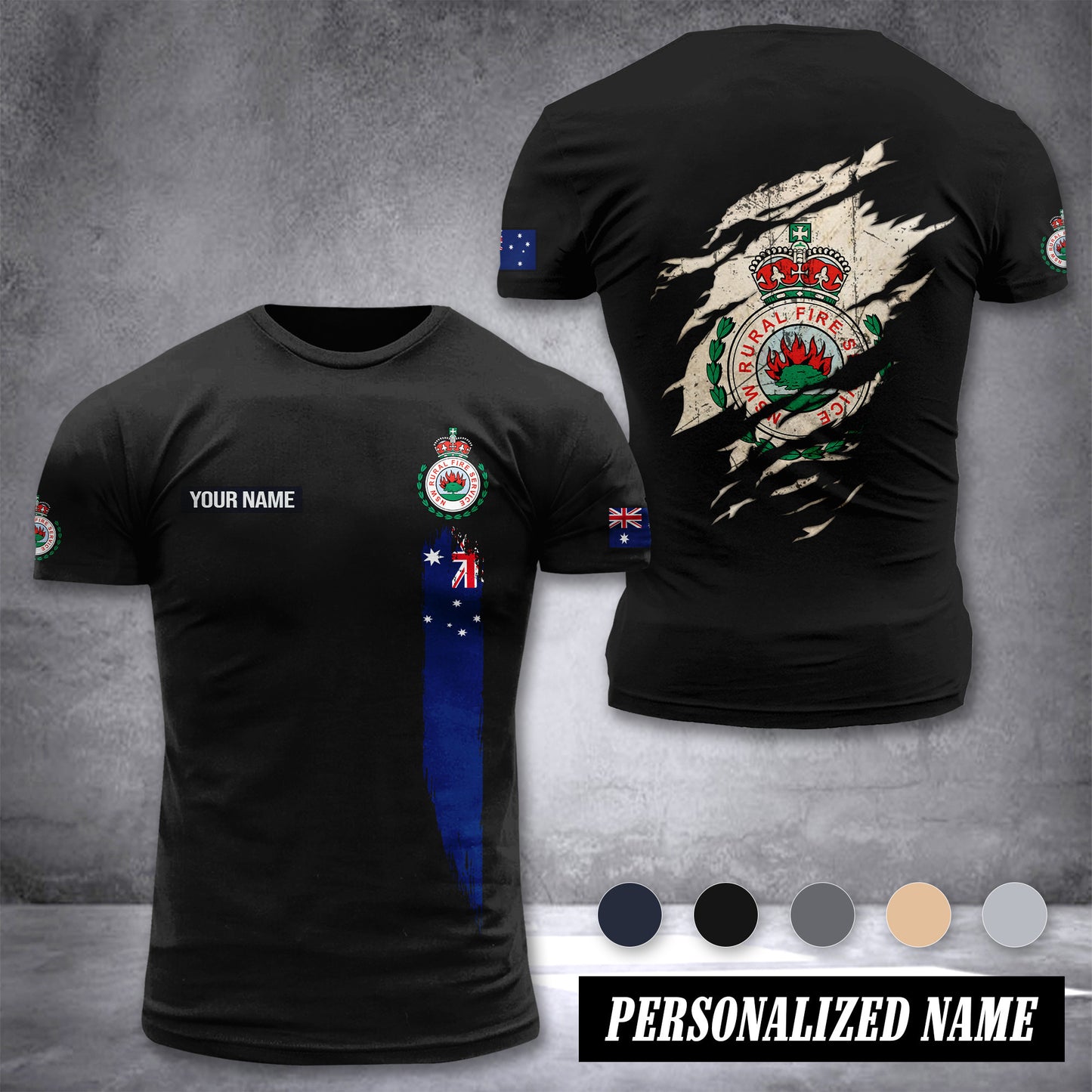 Firefighter Australia customize T-shirt back