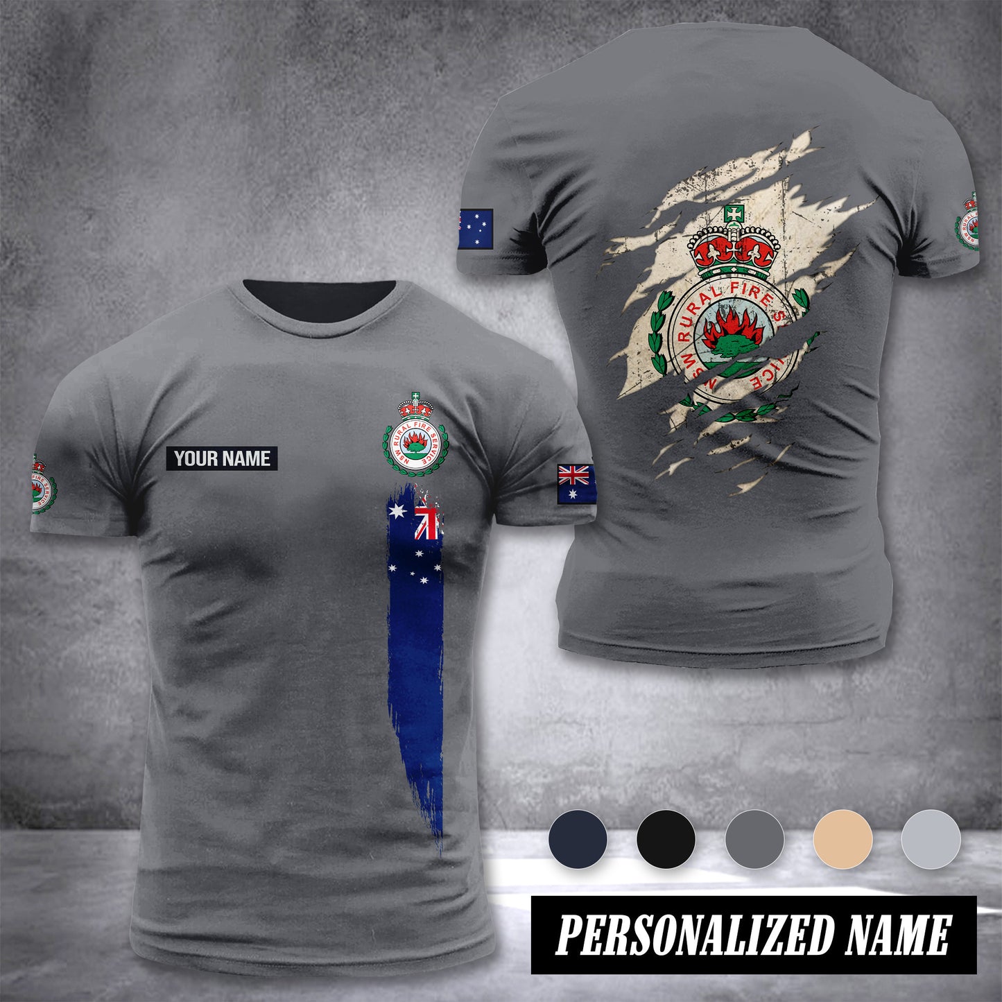 Firefighter Australia customize T-shirt back