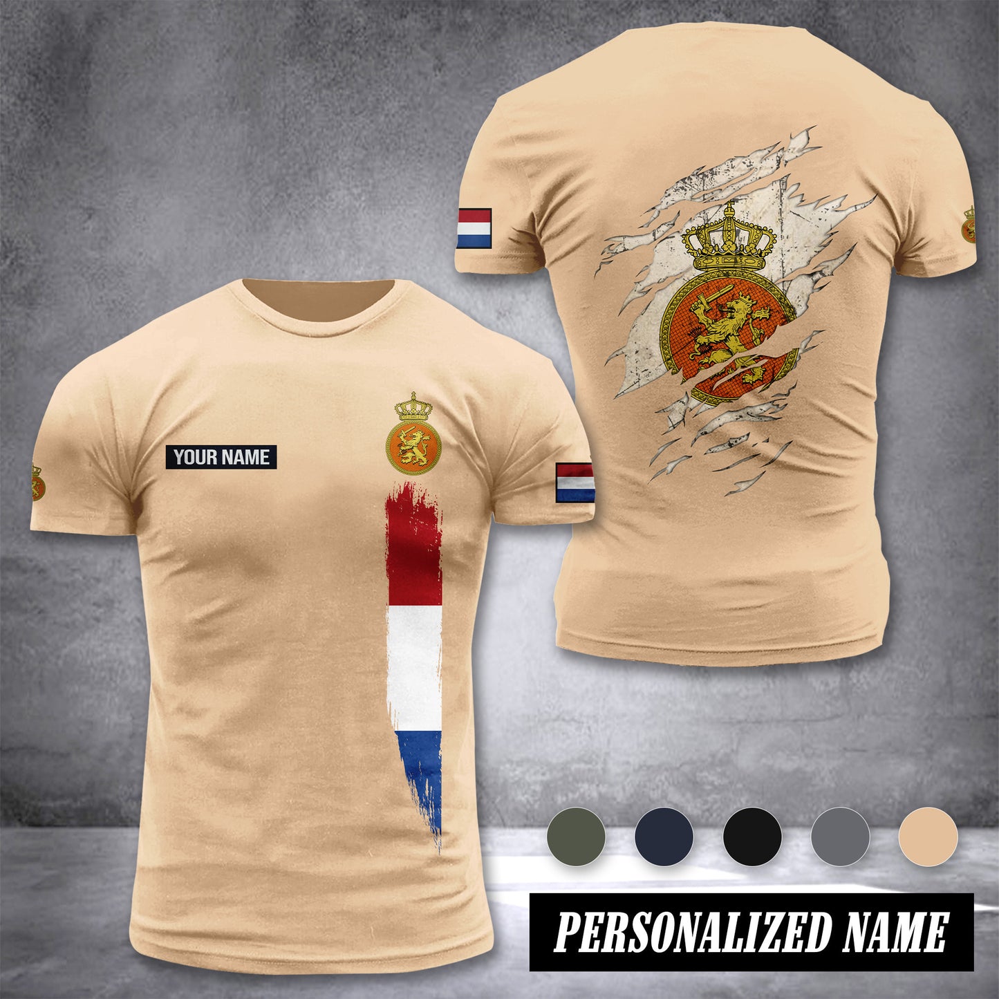 Soldier Netherland customize T-shirt back army