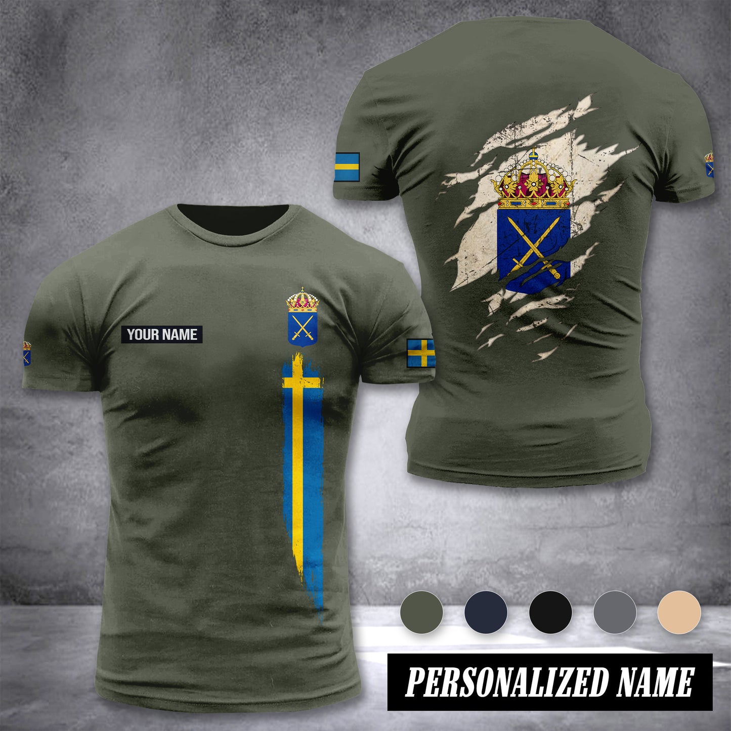 Soldier Sweden customize T-shirt back army