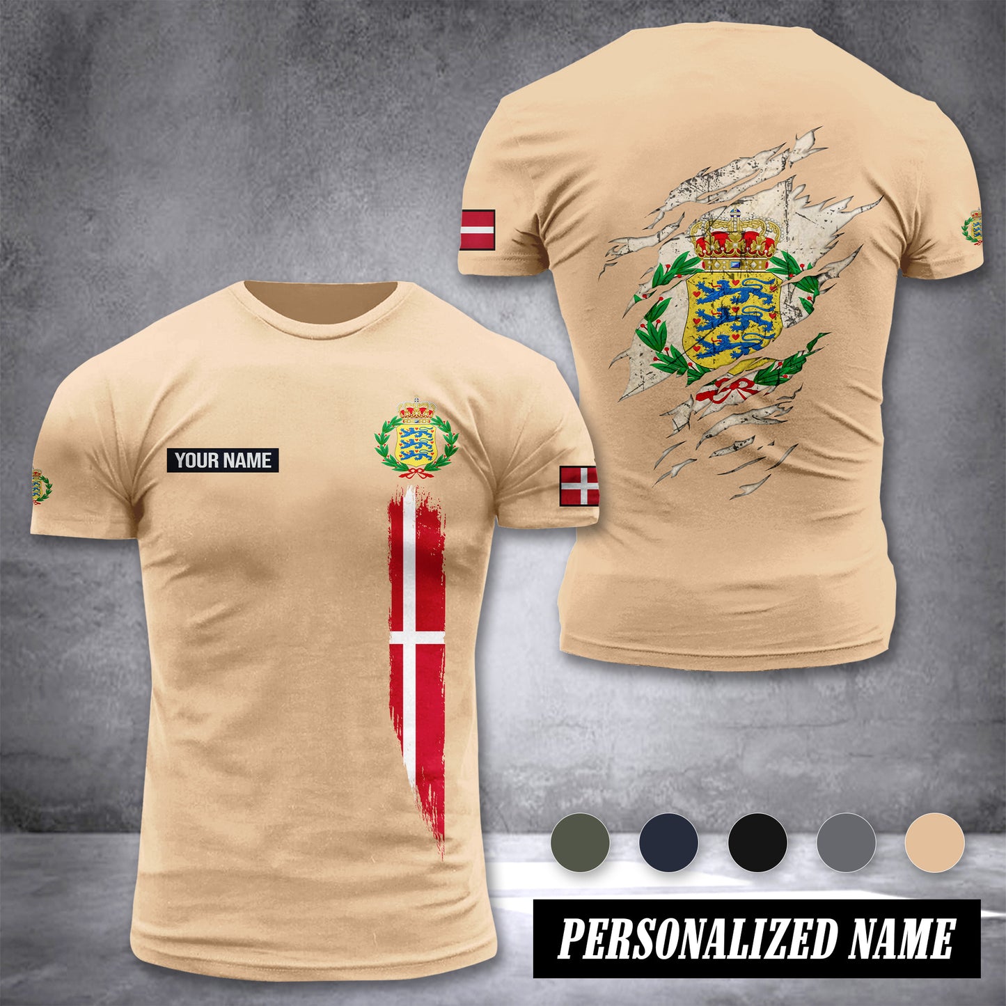 Soldier Denmark customize T-shirt back army