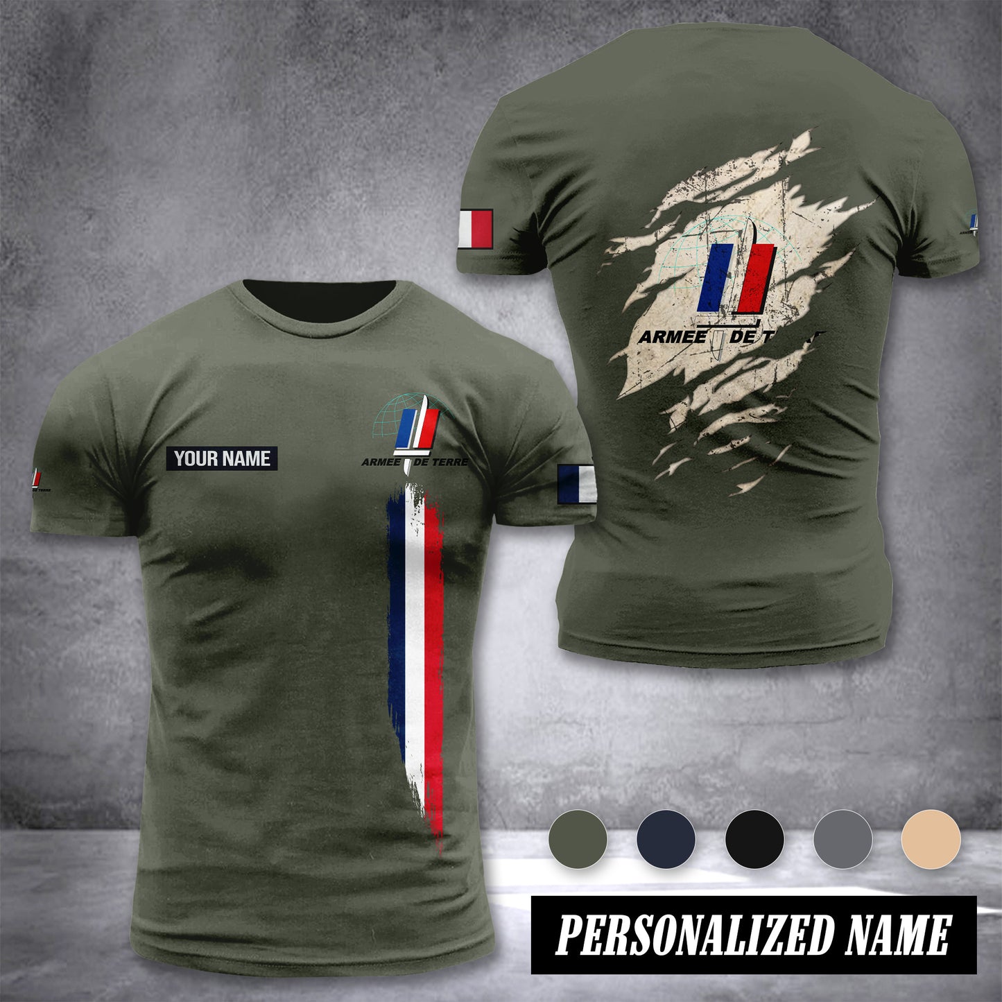 Soldier France customize T-shirt back army