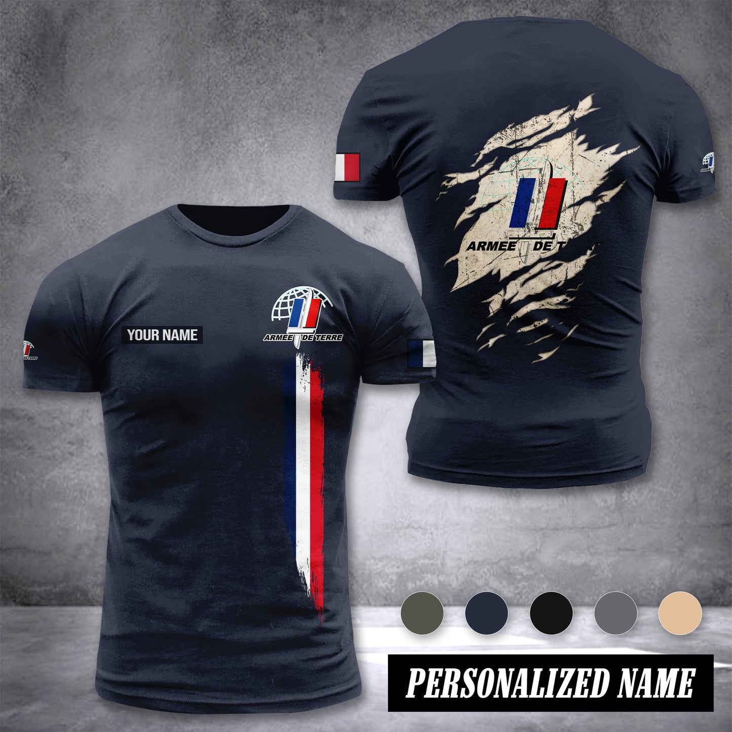Soldier France customize T-shirt back army