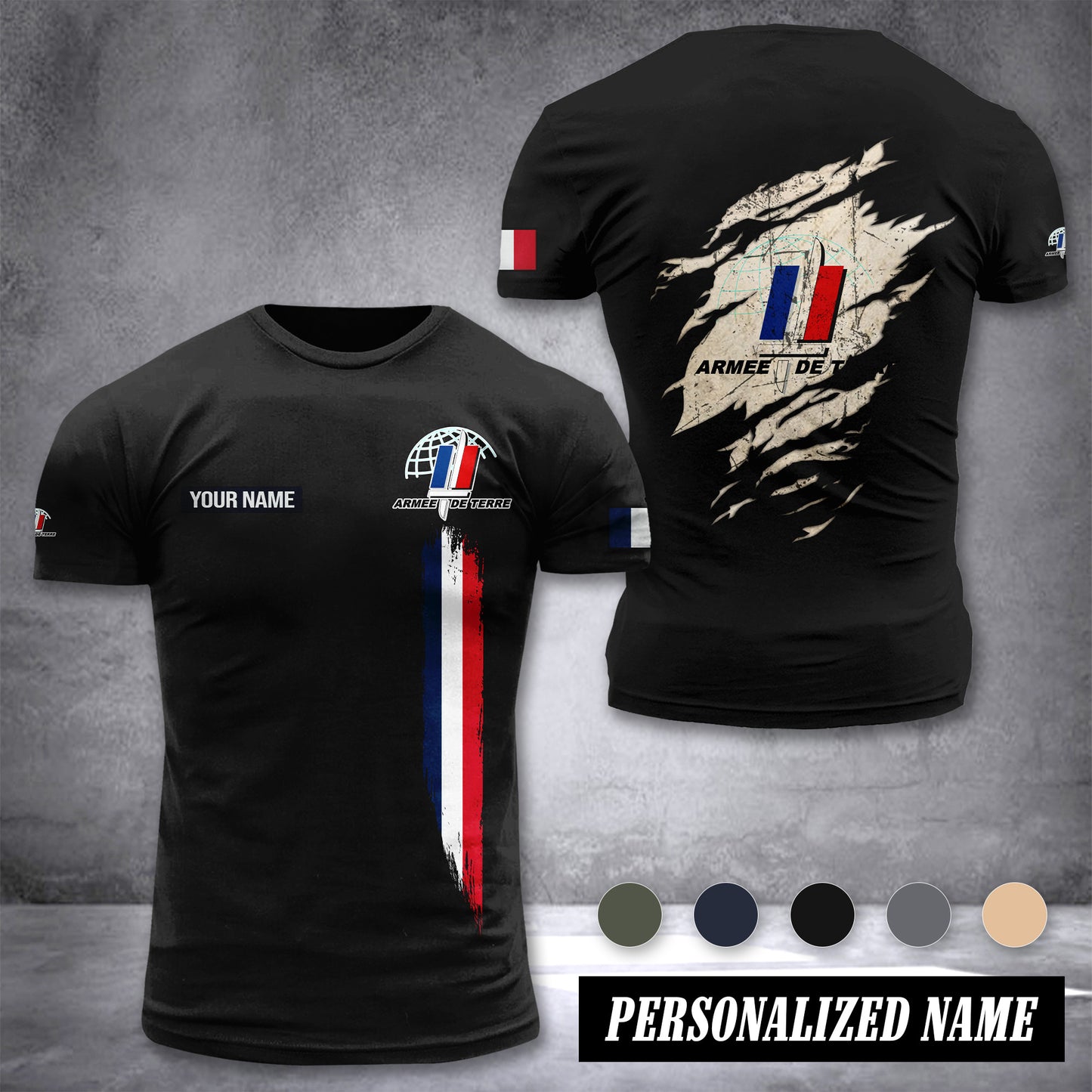 Soldier France customize T-shirt back army