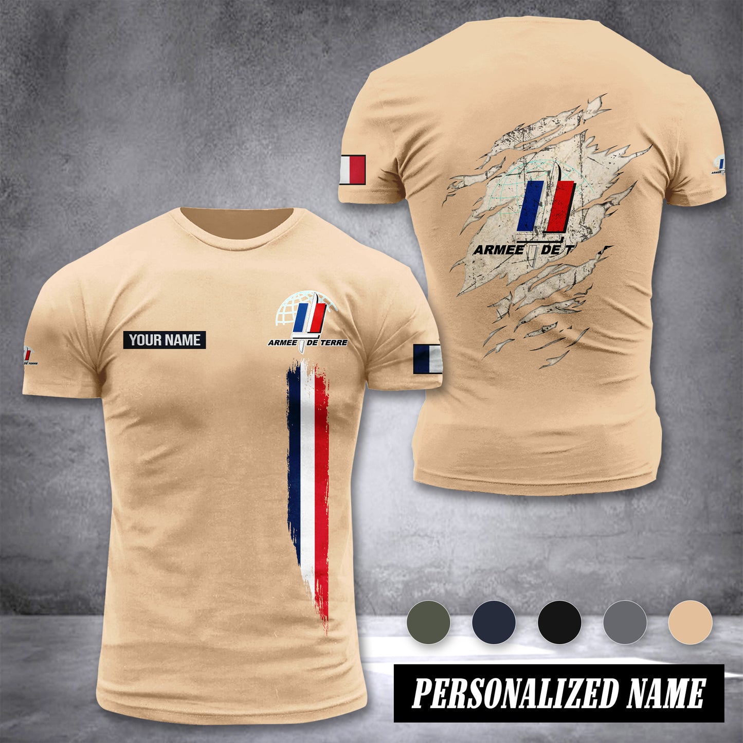 Soldier France customize T-shirt back army