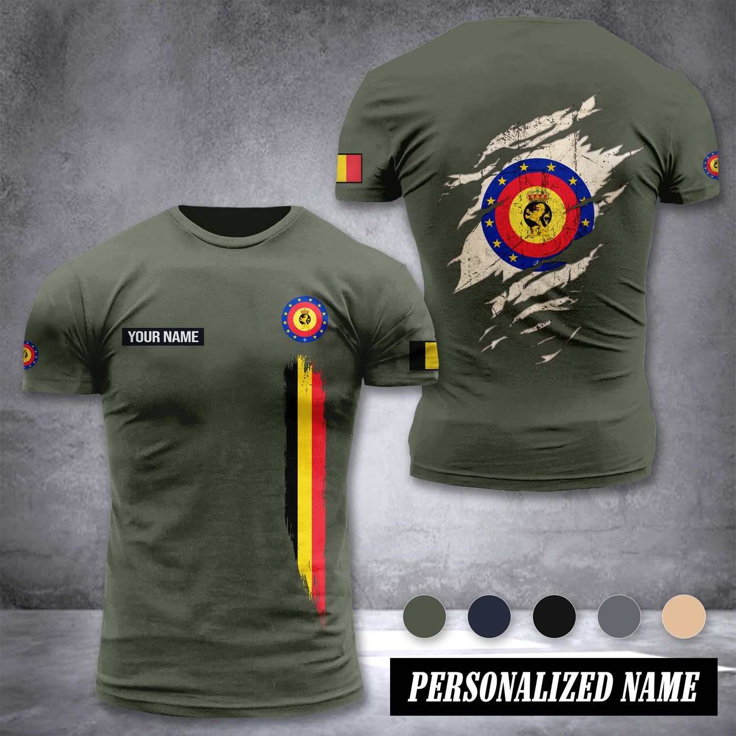 Soldier Belgium customize T-shirt back army