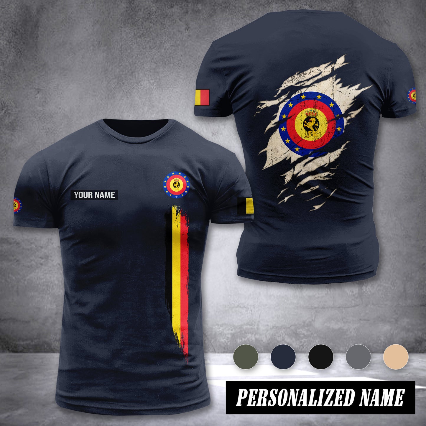 Soldier Belgium customize T-shirt back army