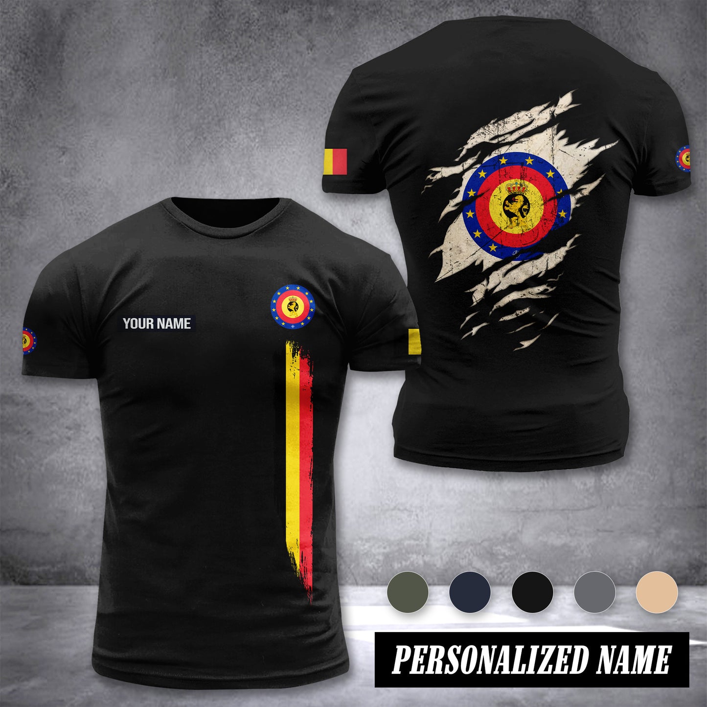 Soldier Belgium customize T-shirt back army