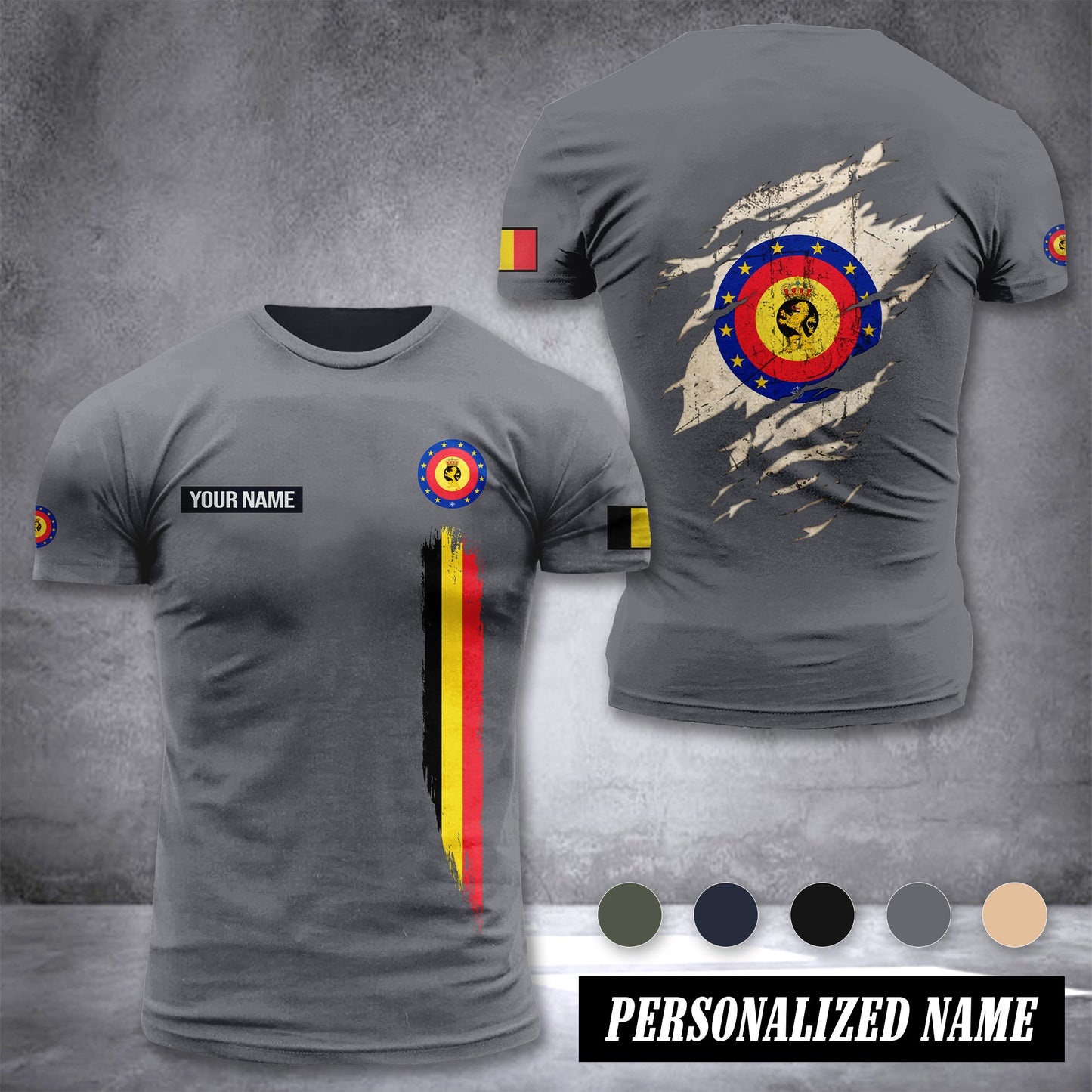 Soldier Belgium customize T-shirt back army