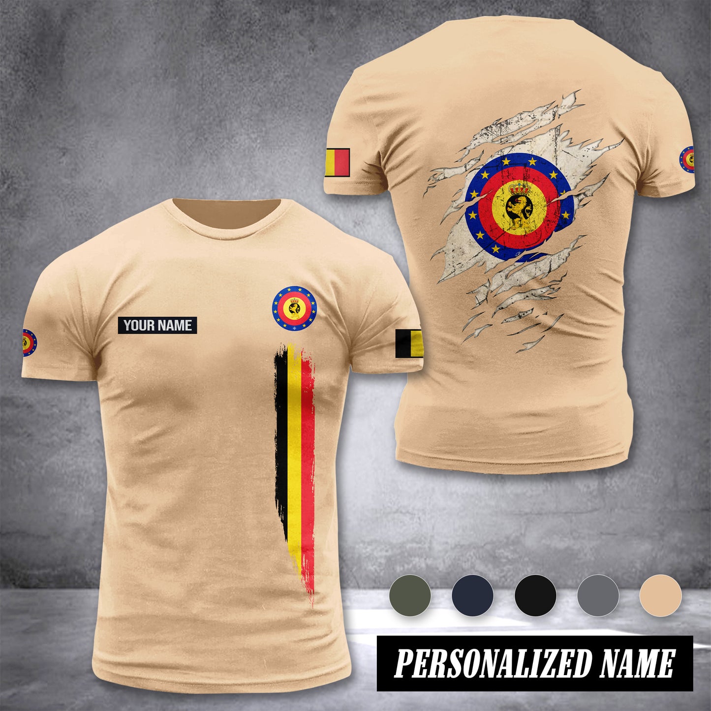 Soldier Belgium customize T-shirt back army