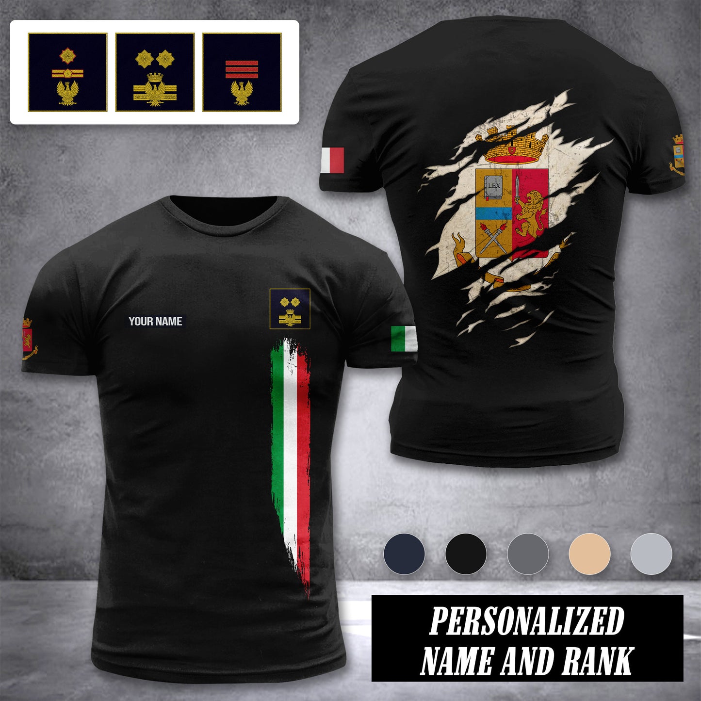 Polizia Di Stato customize ranking T-shirt back