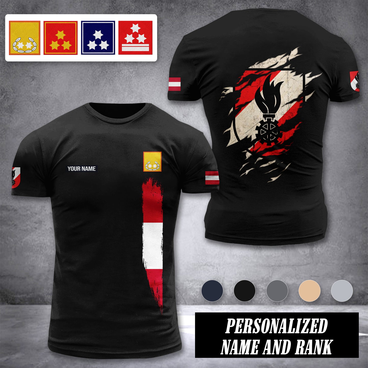 Firefighter Austria customize rank T-shirt