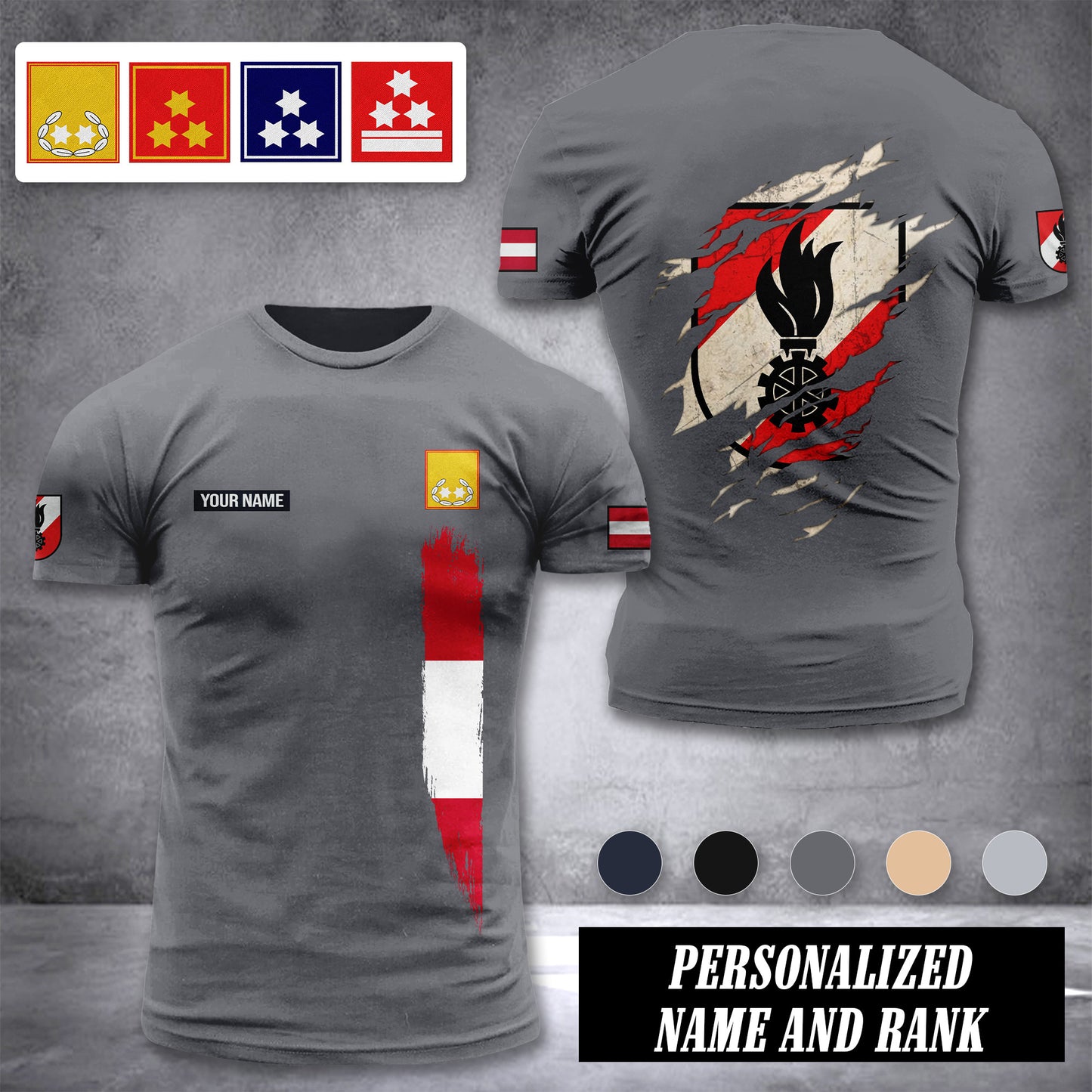 Firefighter Austria customize rank T-shirt