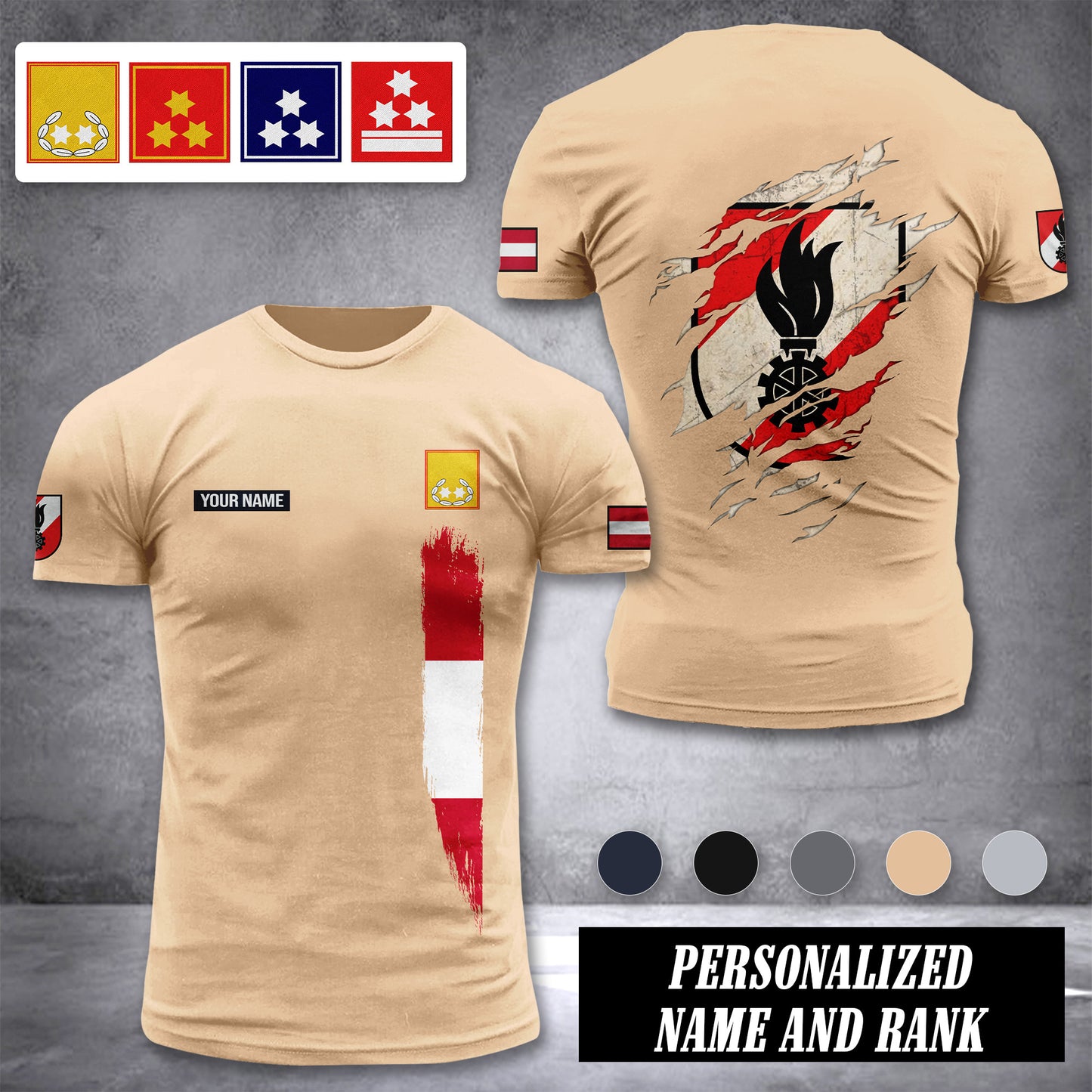Firefighter Austria customize rank T-shirt