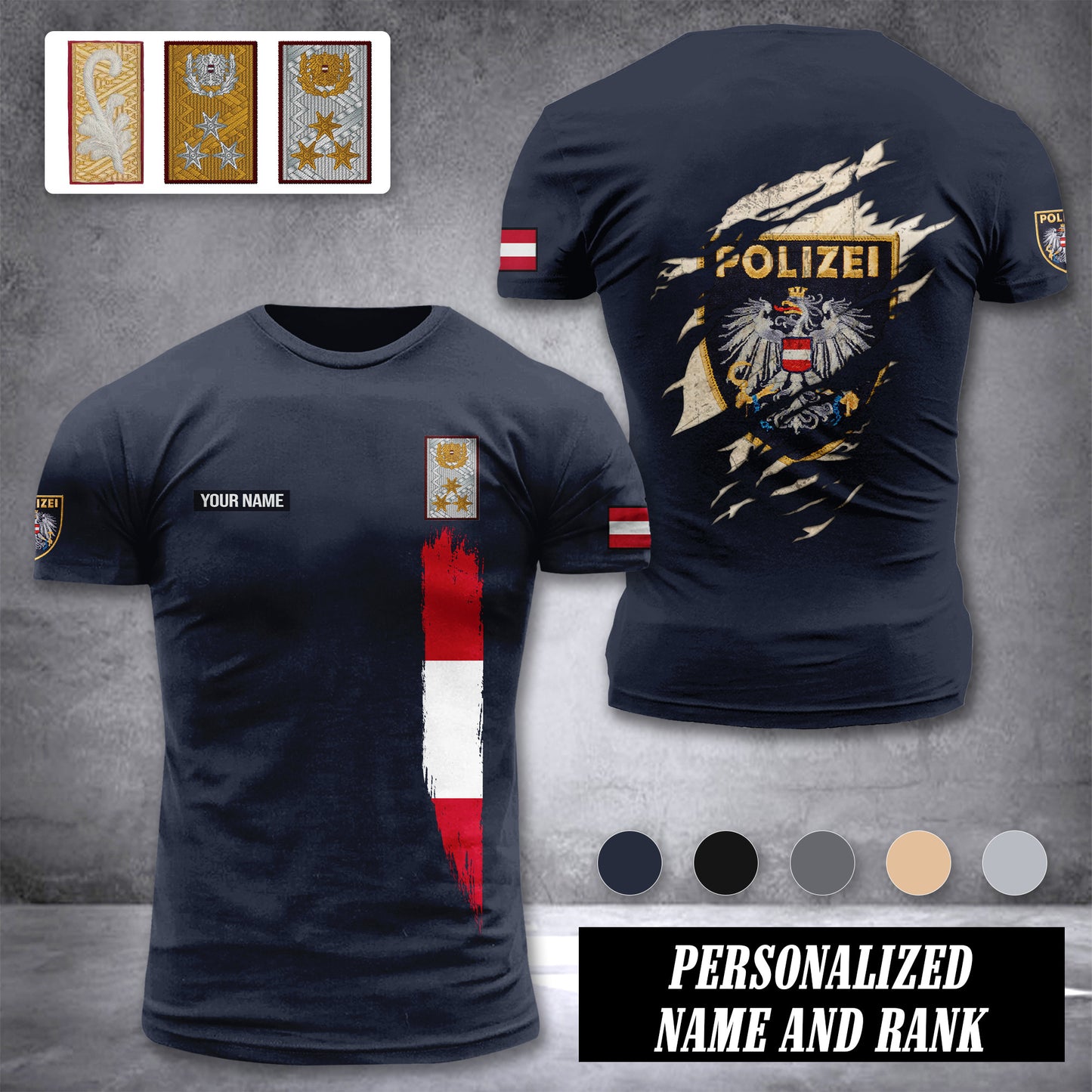 Polizei Austria customize rank T-shirt