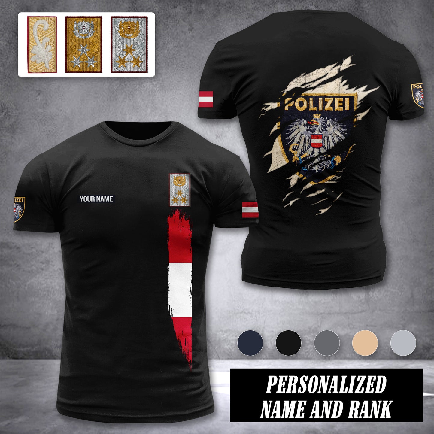 Polizei Austria customize rank T-shirt