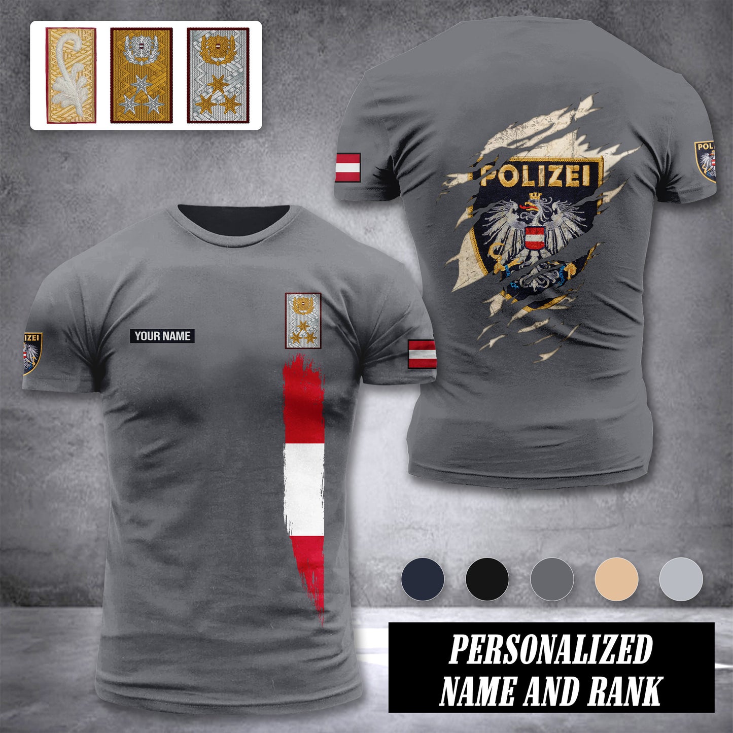 Polizei Austria customize rank T-shirt