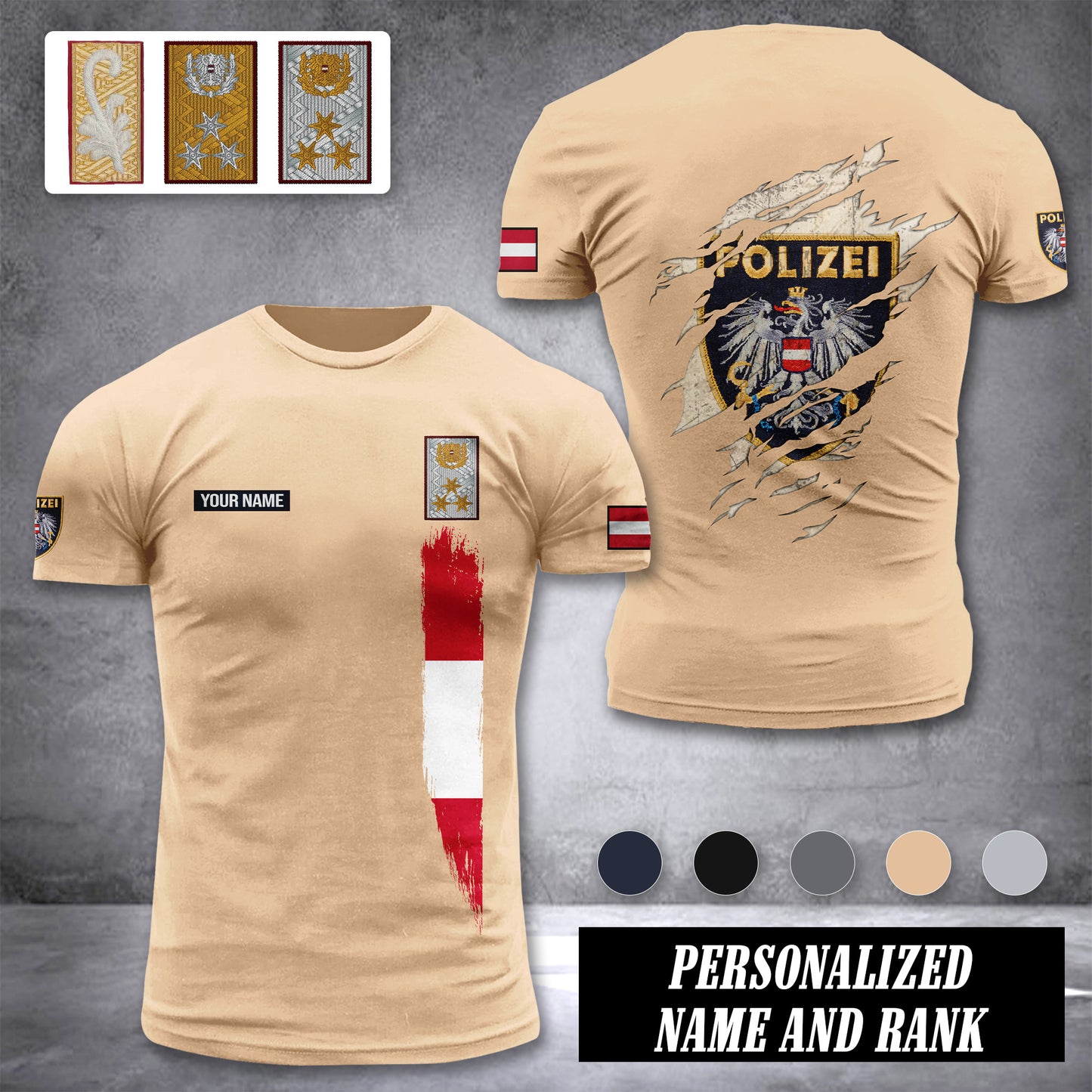 Polizei Austria customize rank T-shirt