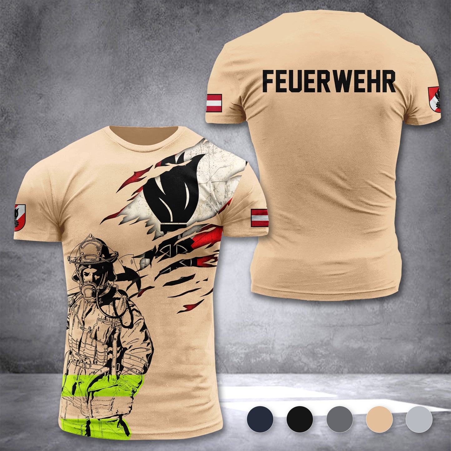 Firefighter Austria customize T-shirt 3d