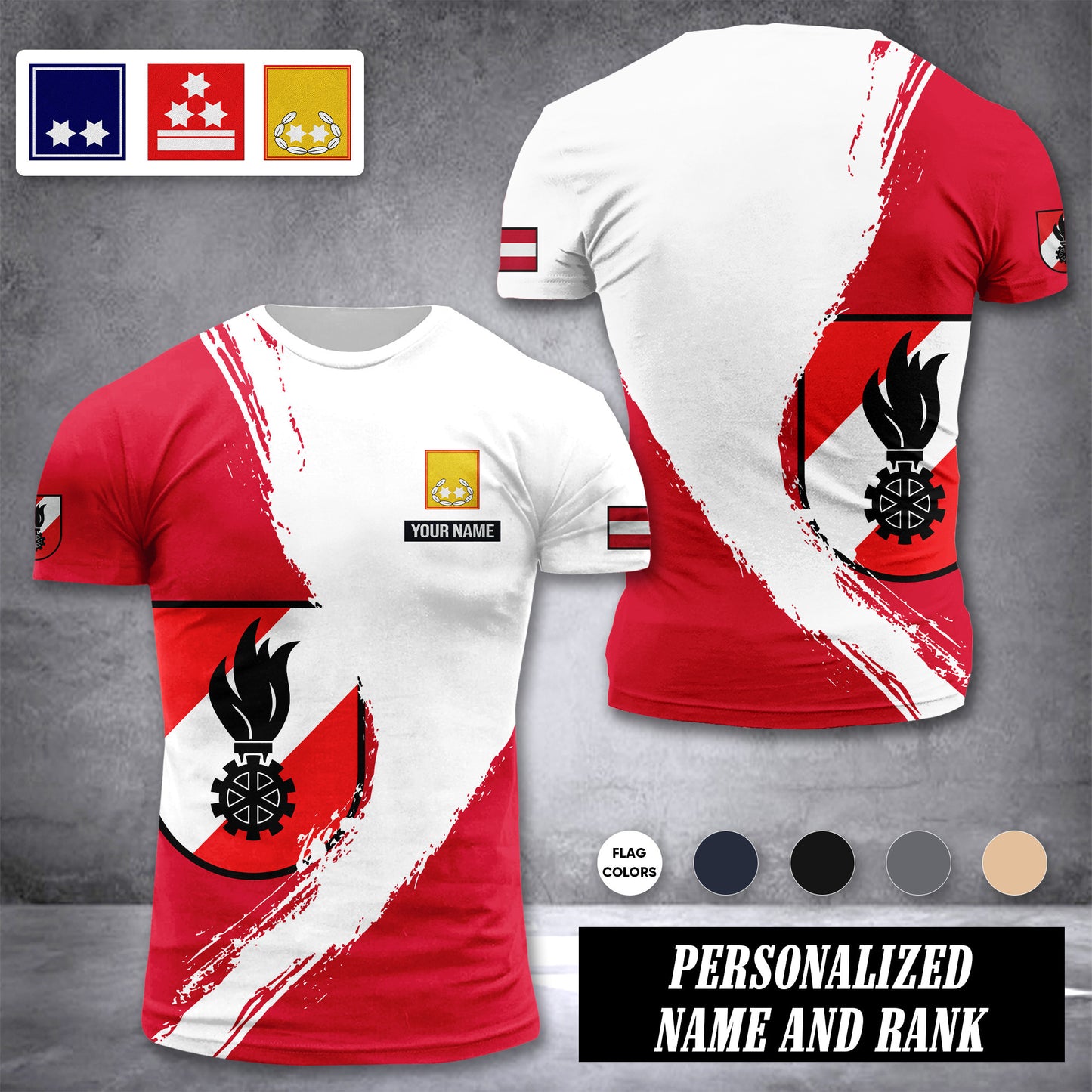 Firefighter Austria customize ranking T-shirt color