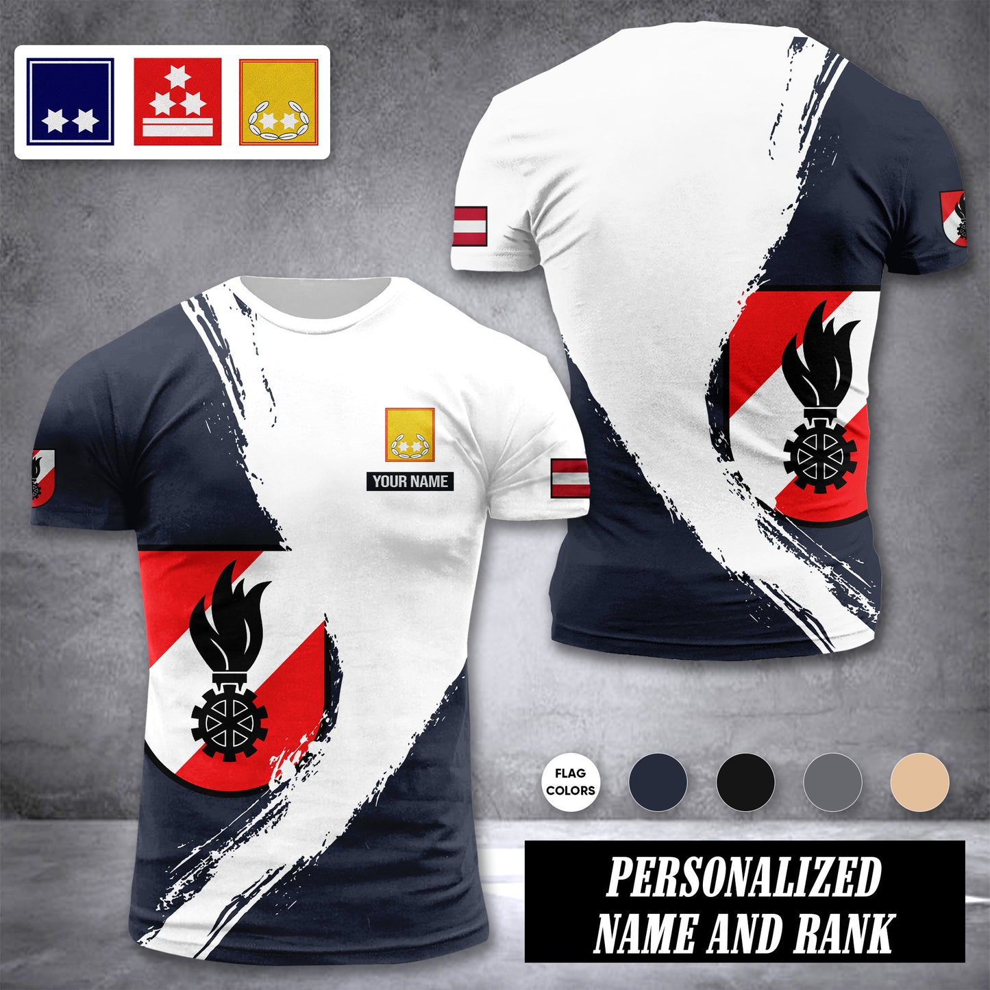 Firefighter Austria customize ranking T-shirt color