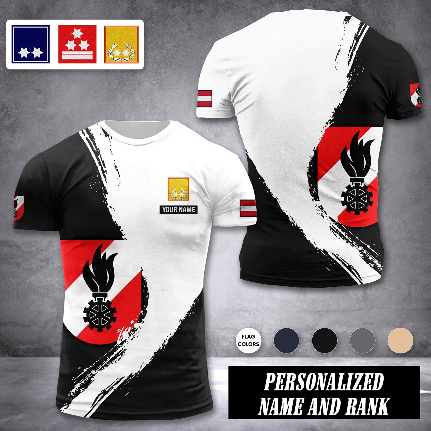 Firefighter Austria customize ranking T-shirt color