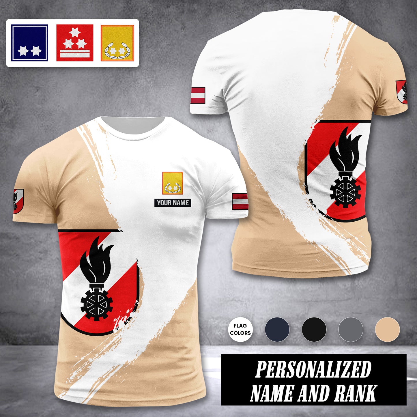 Firefighter Austria customize ranking T-shirt color