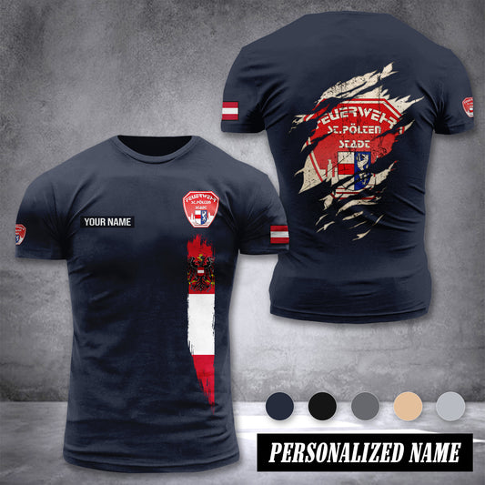 Feuerwehr St. Pölten-Stadt Firefighter Amstetten customize T-shirt back