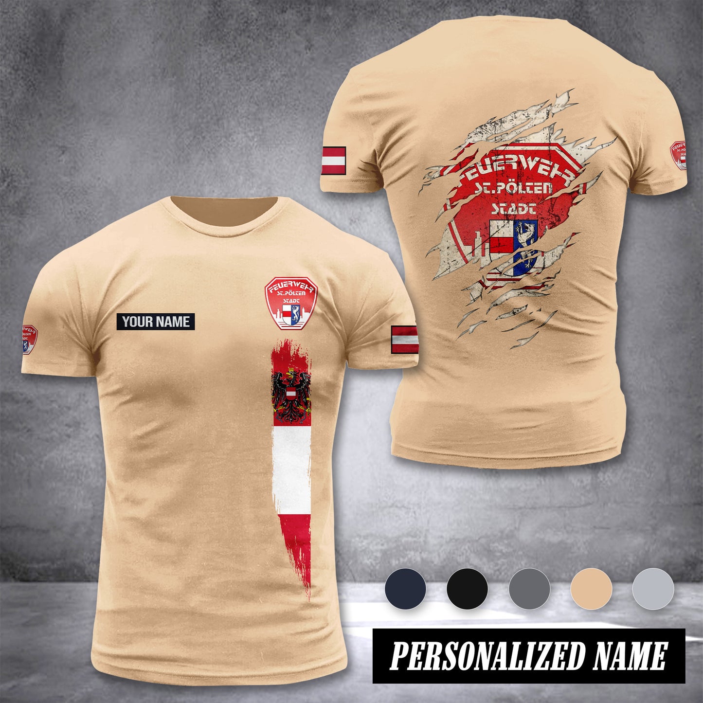 Feuerwehr St. Pölten-Stadt Firefighter Amstetten customize T-shirt back