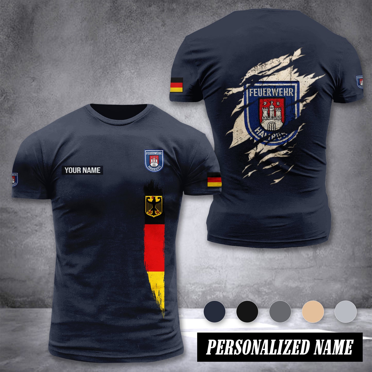 Feuerwehr Hamburg customize T-shirt back
