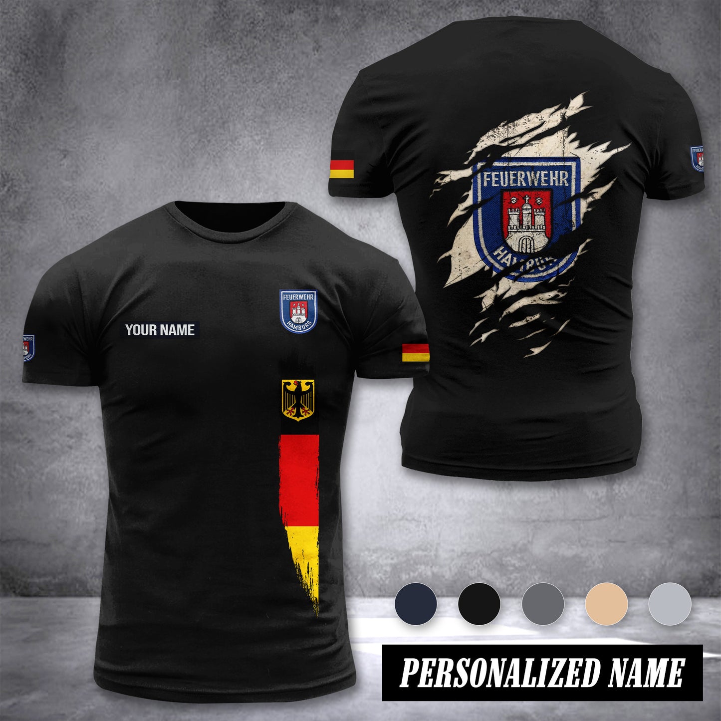 Feuerwehr Hamburg customize T-shirt back
