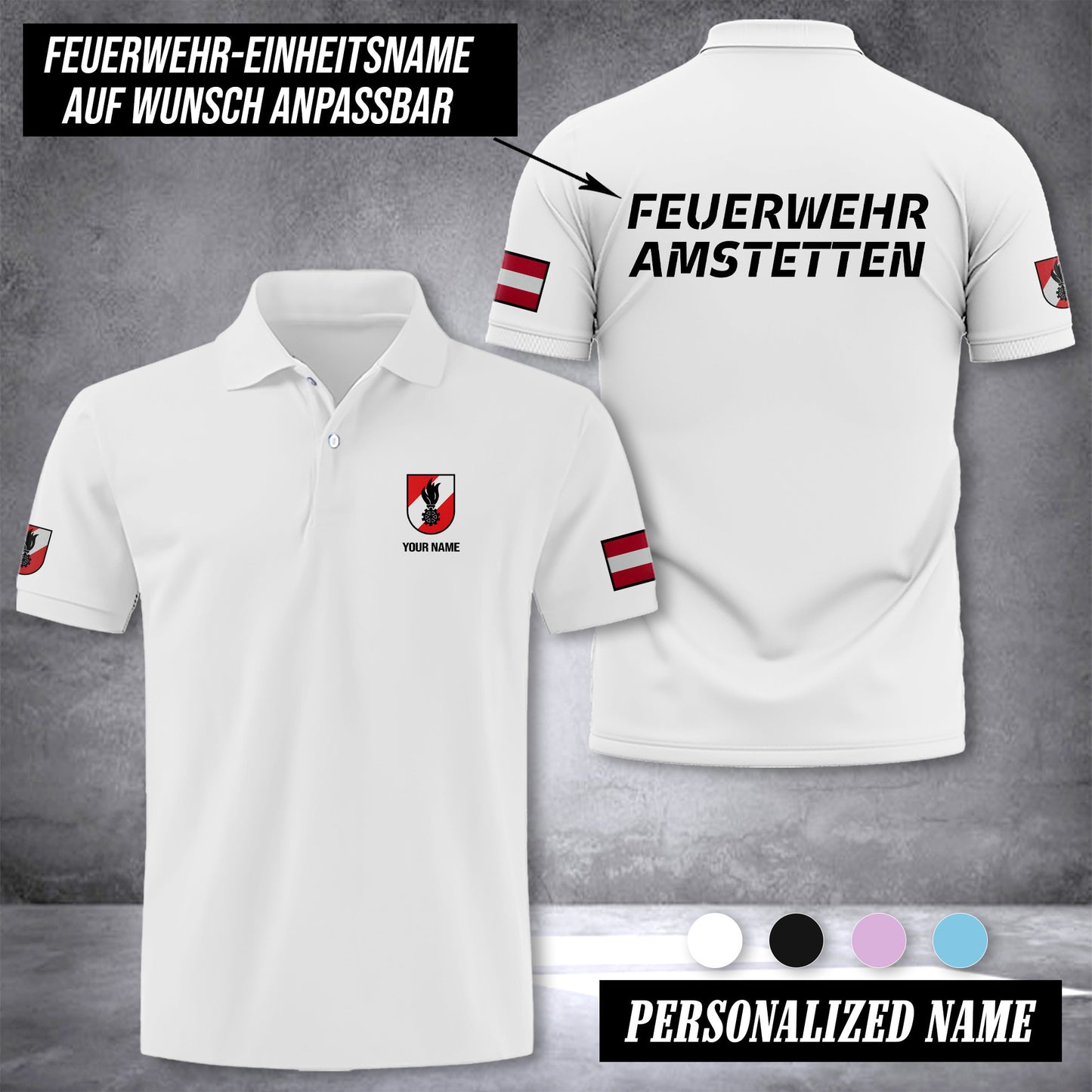 Firefighter Austria customize polo back