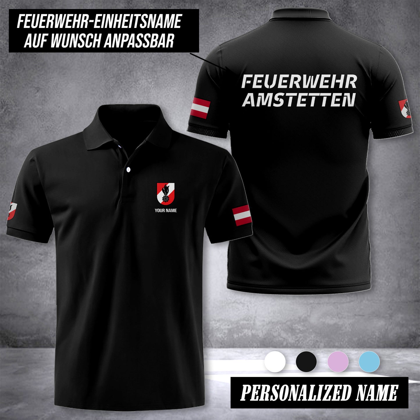 Firefighter Austria customize polo back