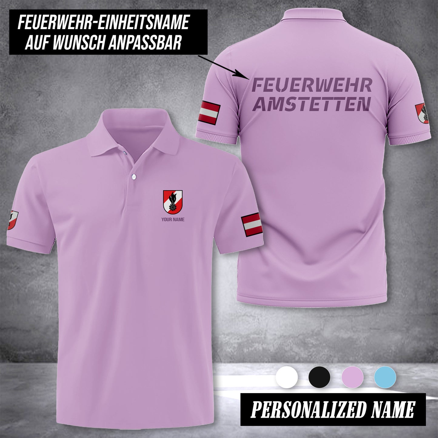 Firefighter Austria customize polo back