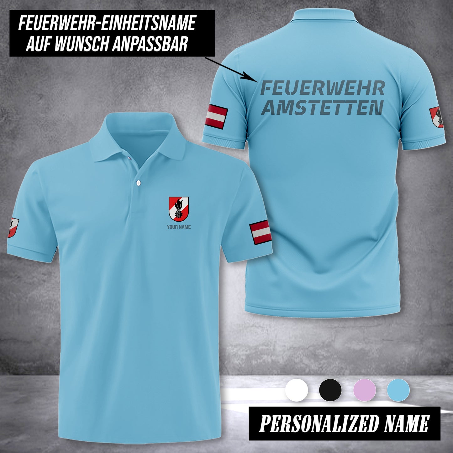 Firefighter Austria customize polo back