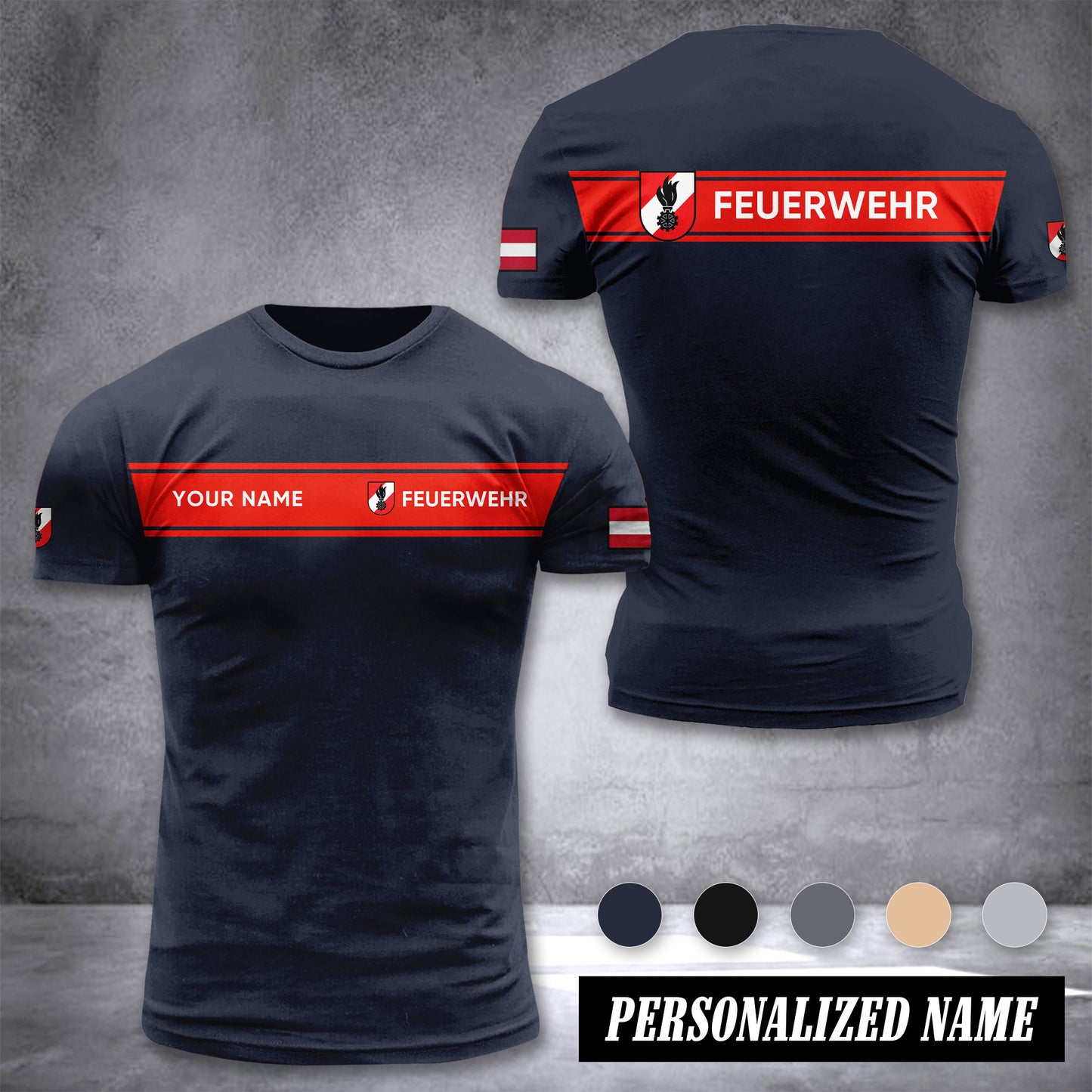 Firefighter Austria customize T-shirt back 36