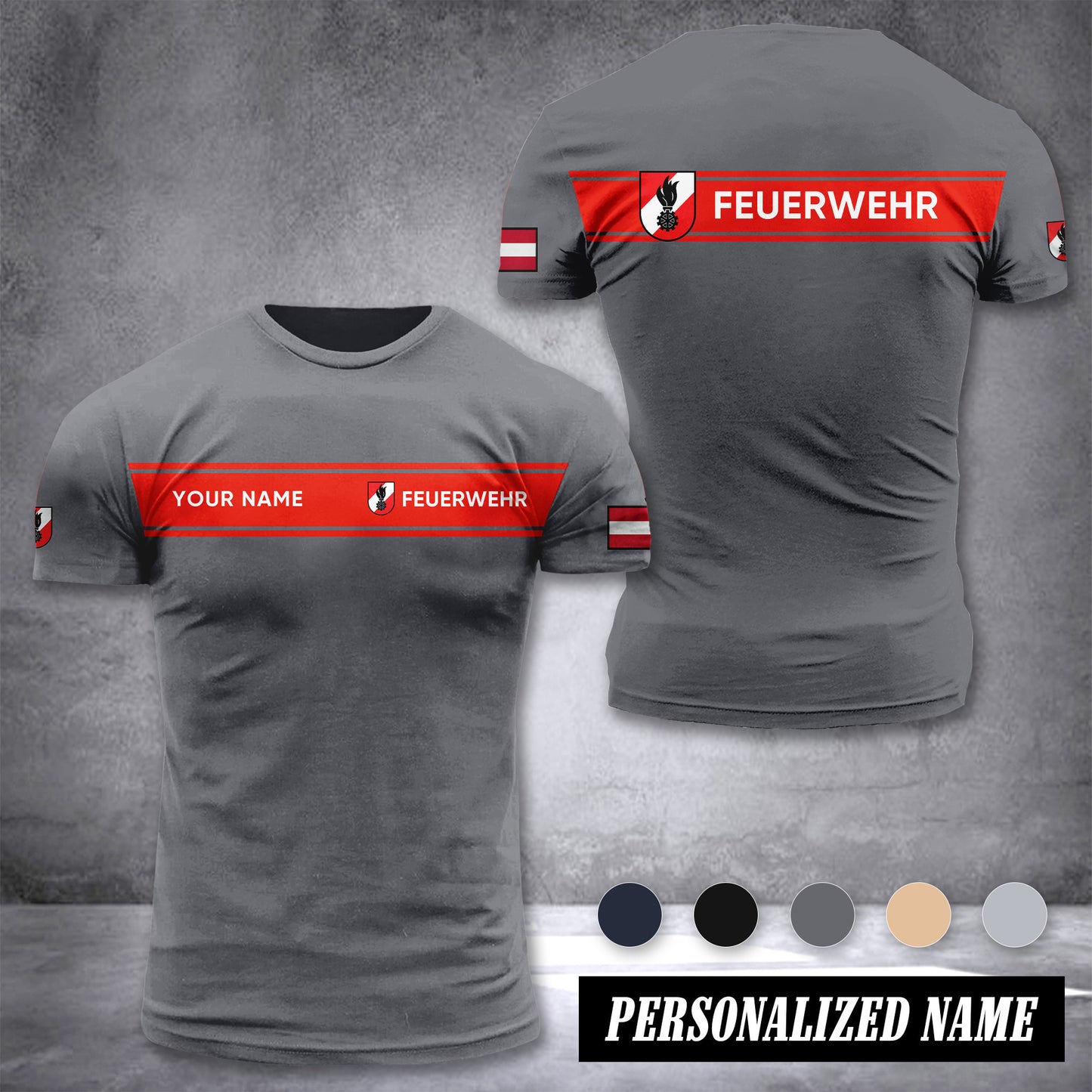 Firefighter Austria customize T-shirt back 36