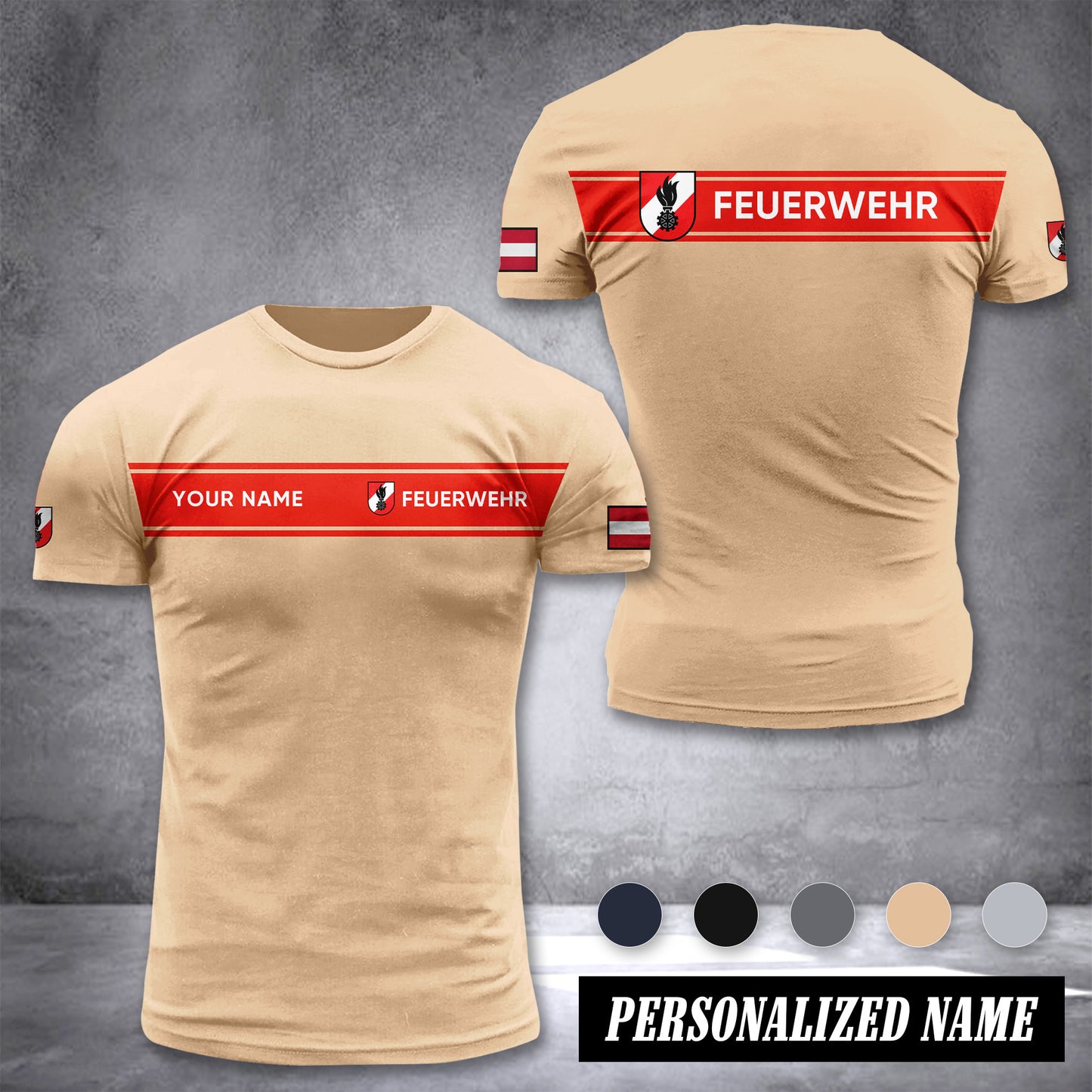 Firefighter Austria customize T-shirt back 36