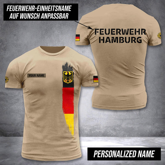 Firefighter Germany customize t shirt 3d back